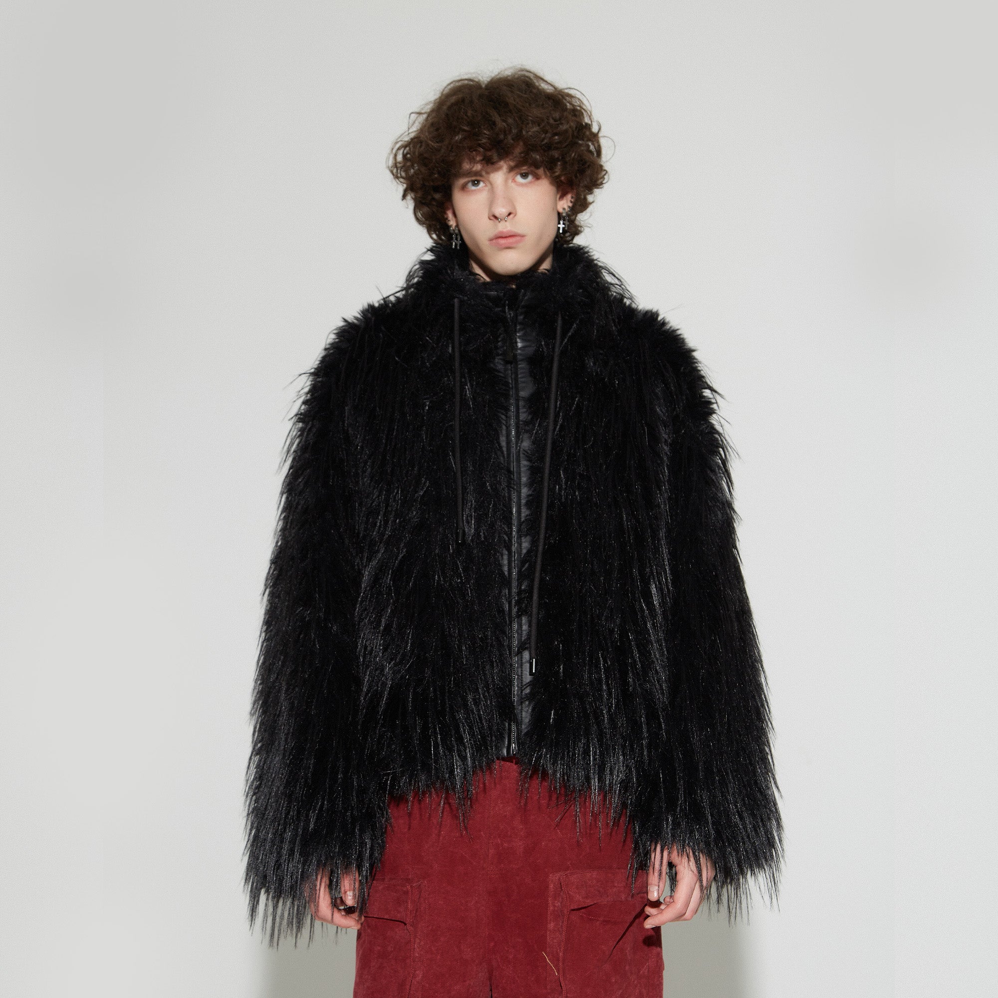 VANN VALRENCE Shaggy Layer Faux Fur Jacket