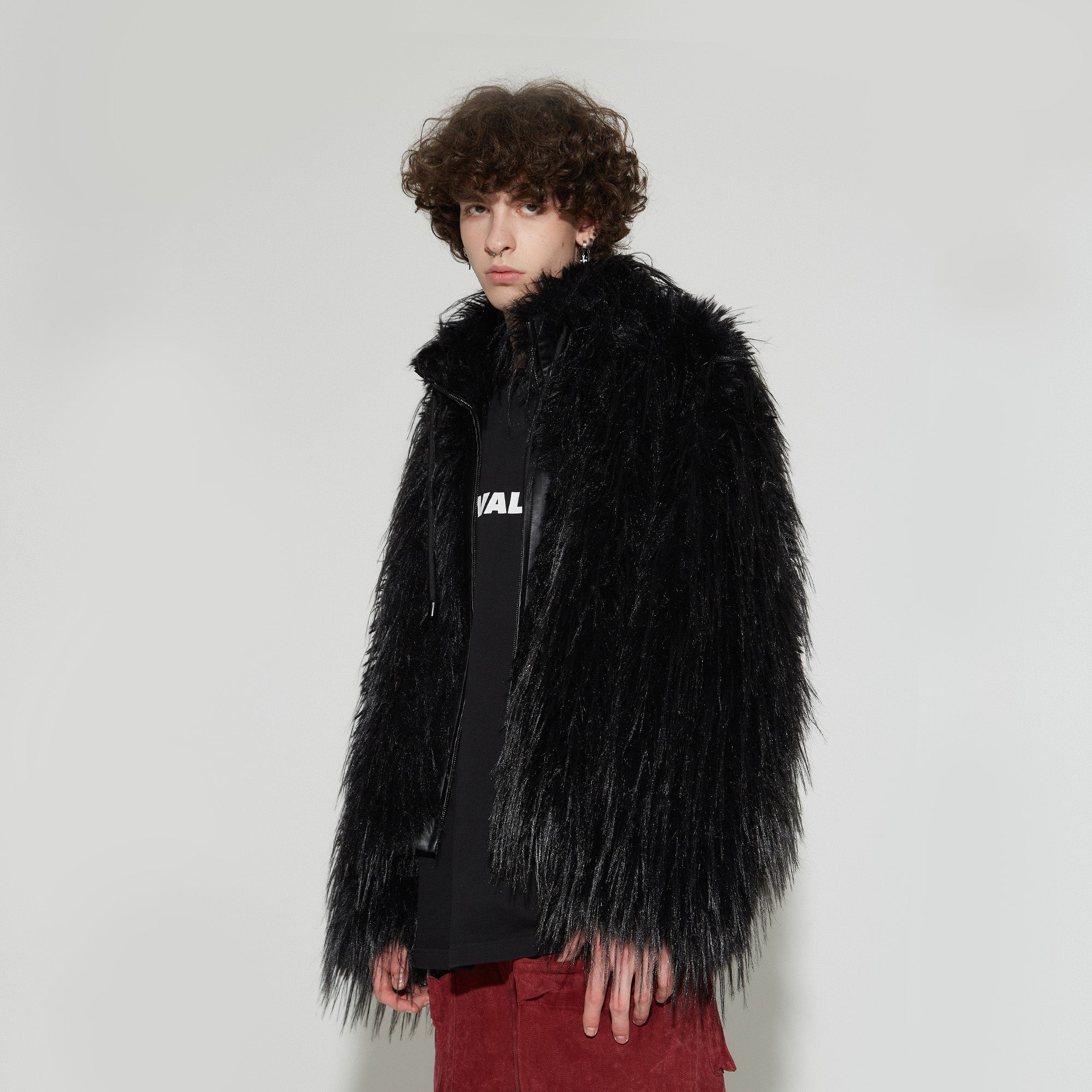 VANN VALRENCE Shaggy Layer Faux Fur Jacket