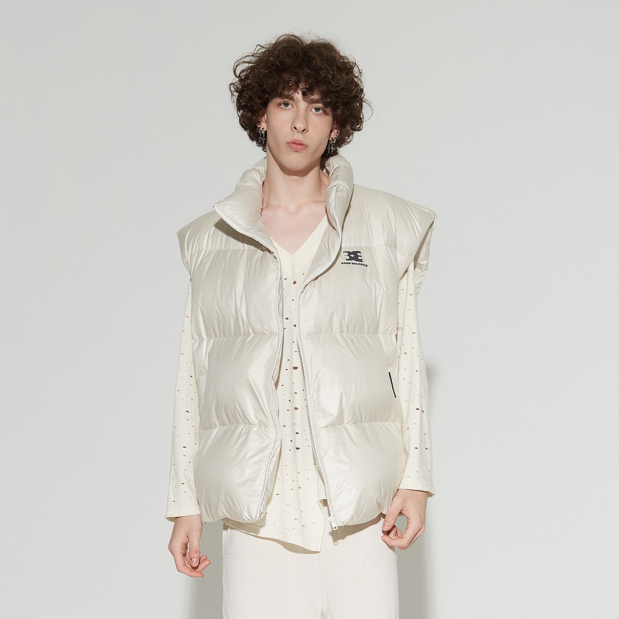 VANN VALRENCE Plain Duck Down Oversized Puffer Vest