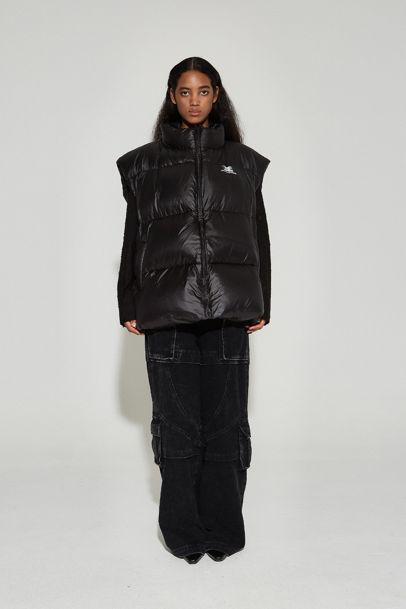 VANN VALRENCE Plain Duck Down Oversized Puffer Vest