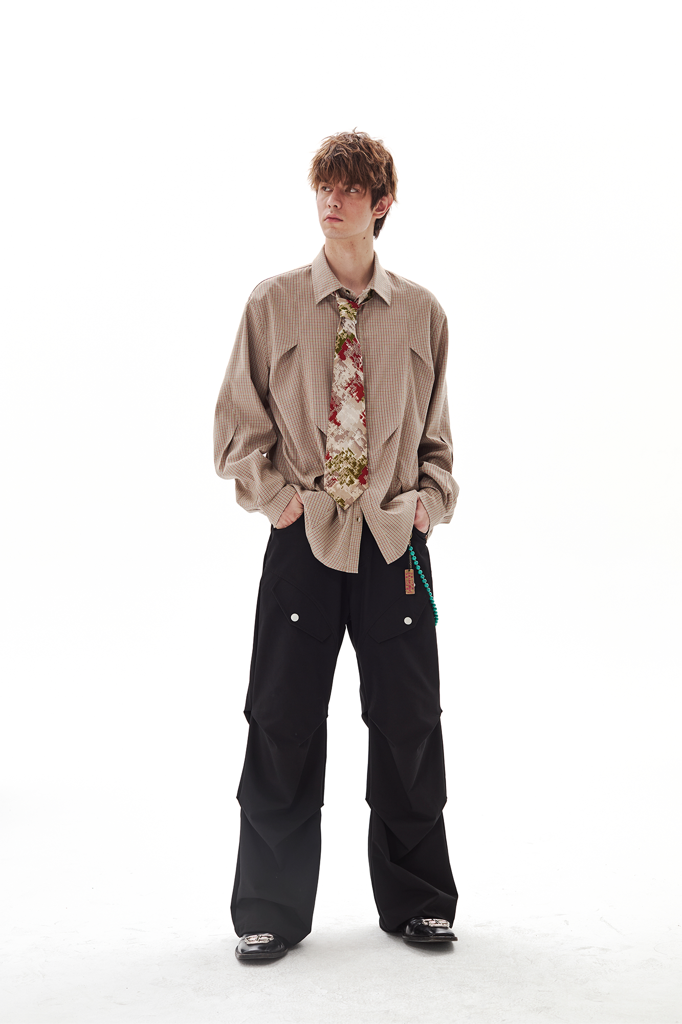 PASET Retro Plaid Tuck Detail Shirt