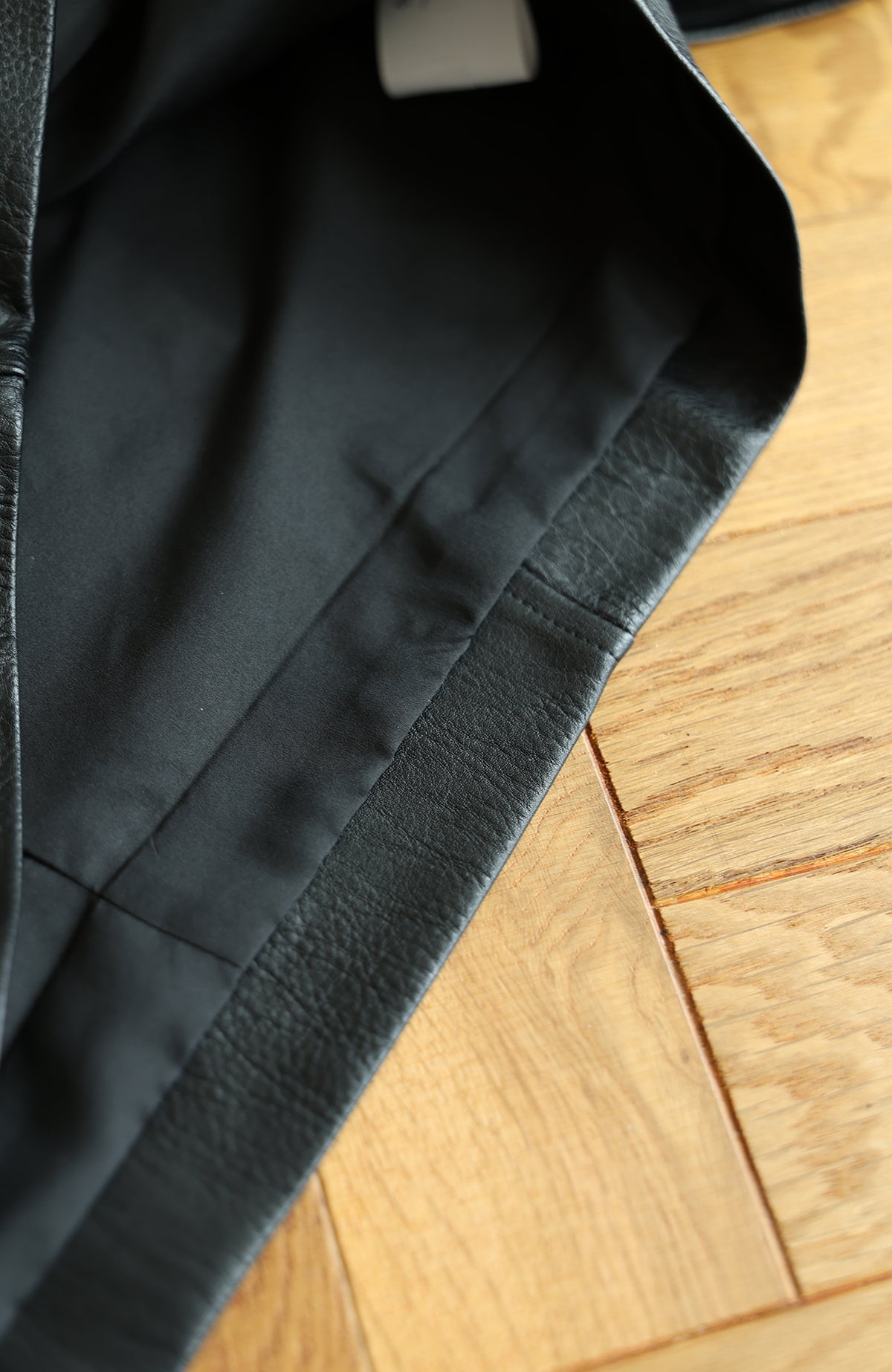 OKAYTHXBYE Faux Leather Spliced Asymmetric Placket Lapel Jacket