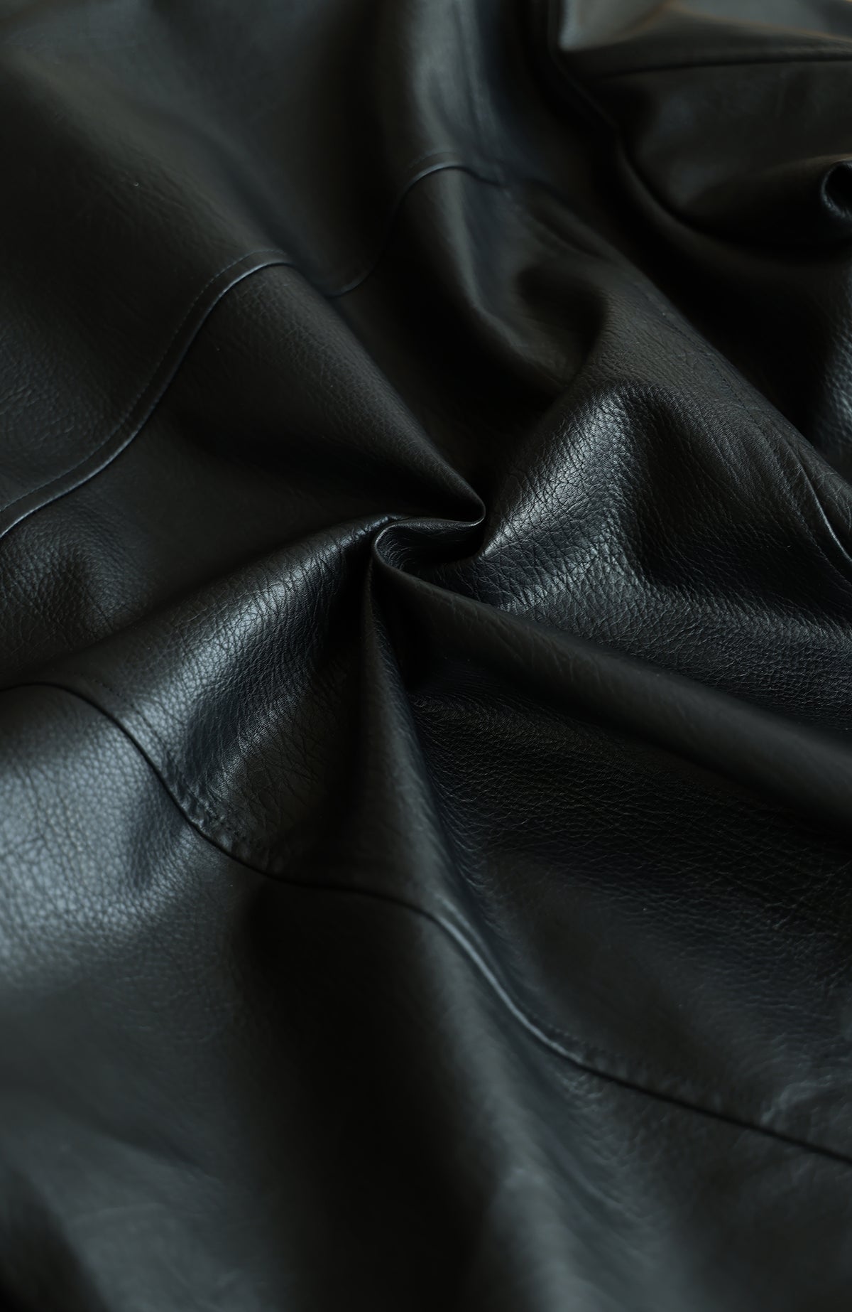 OKAYTHXBYE Faux Leather Spliced Asymmetric Placket Lapel Jacket