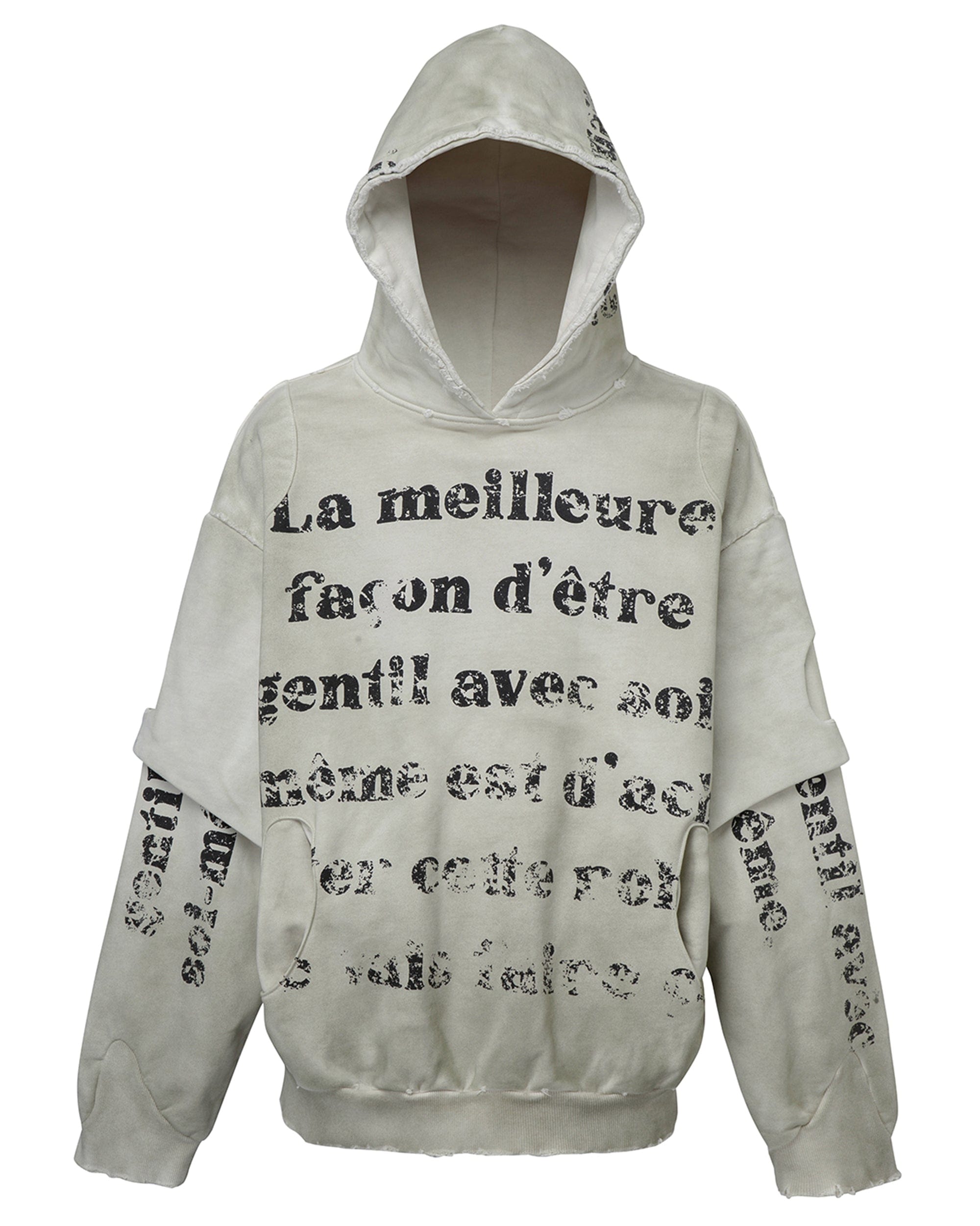 F2CE Distressed Layered Slogan Hoodie, premium urban and streetwear designers apparel on PROJECTISR.com, F2CE