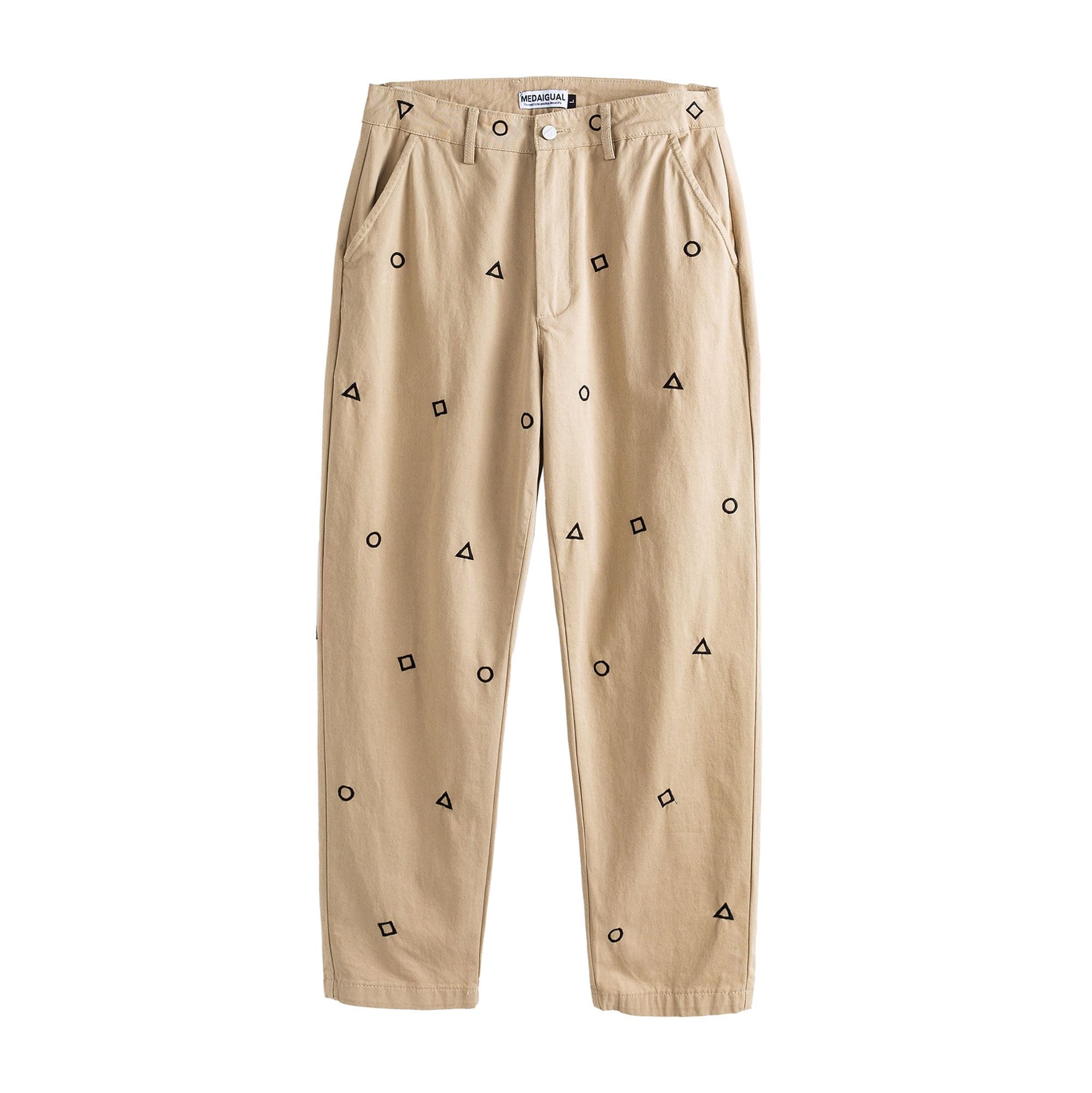 ME DA IGUAL Geometric Embroidered Oversized Tapered Pants, premium urban and streetwear designers apparel on PROJECTISR.com, ME DA IGUAL