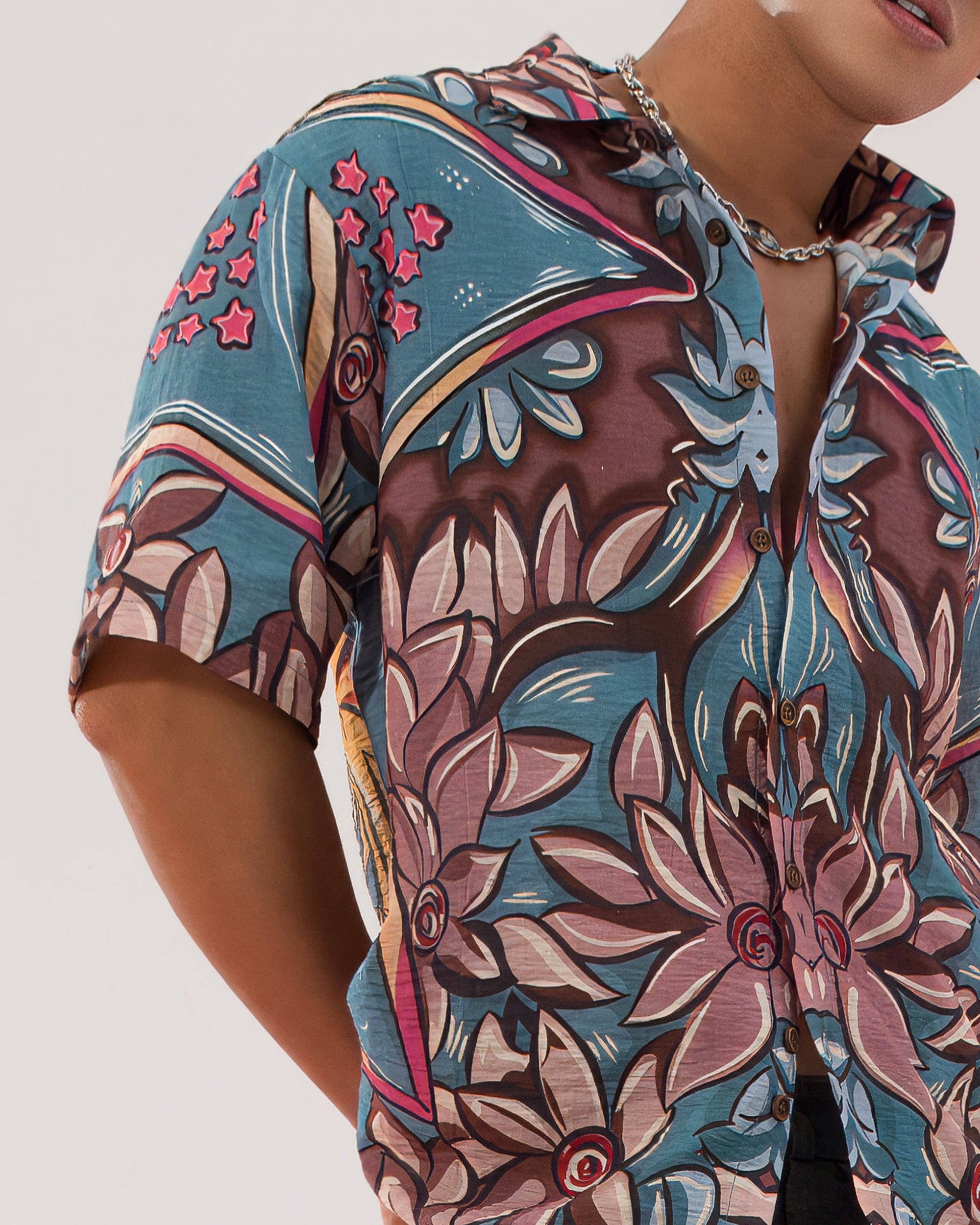 CLP Dragon Floral Full-Print Half-Sleeve Shirt