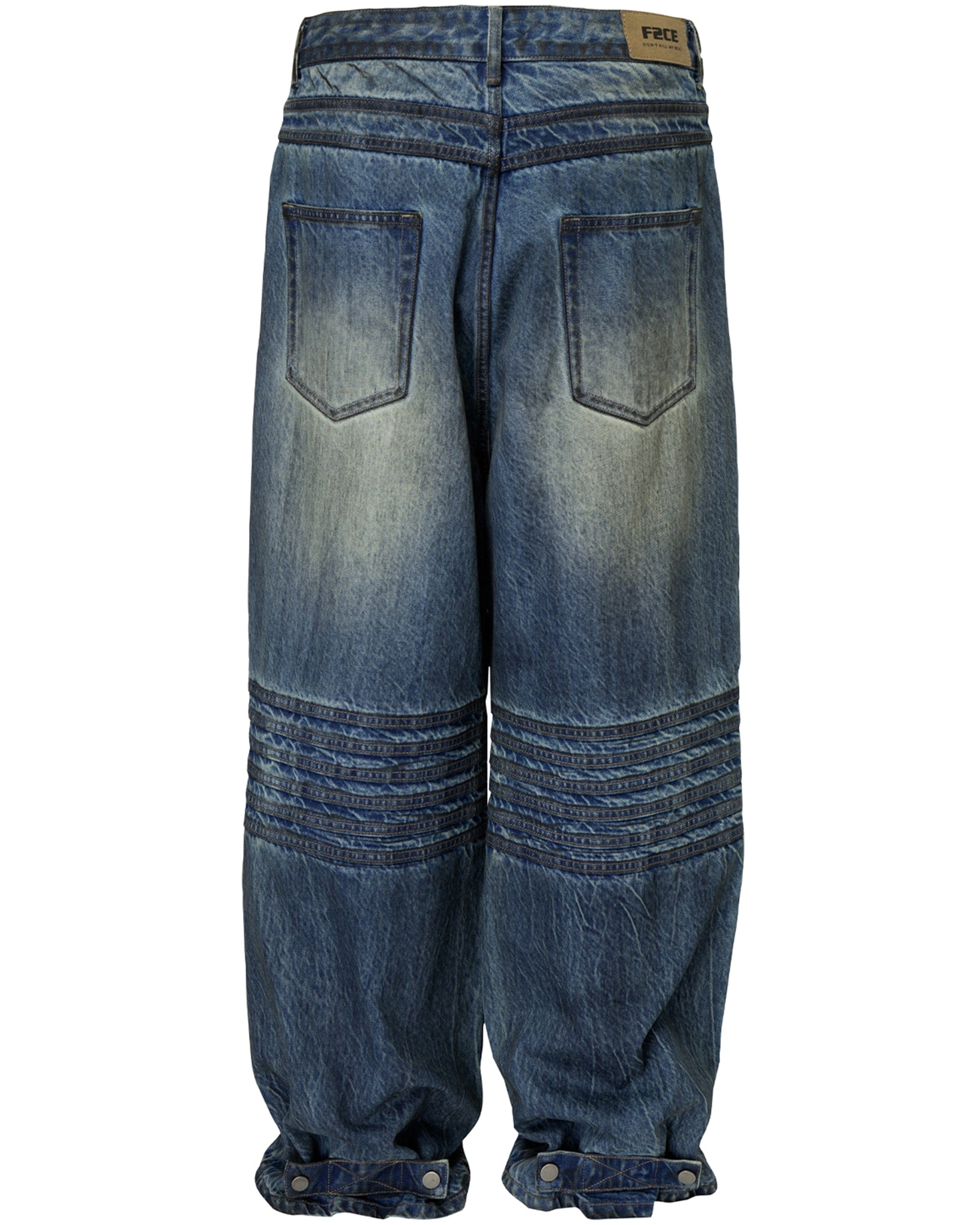 F2CE Retro Crinkled-Knee Washed Pants