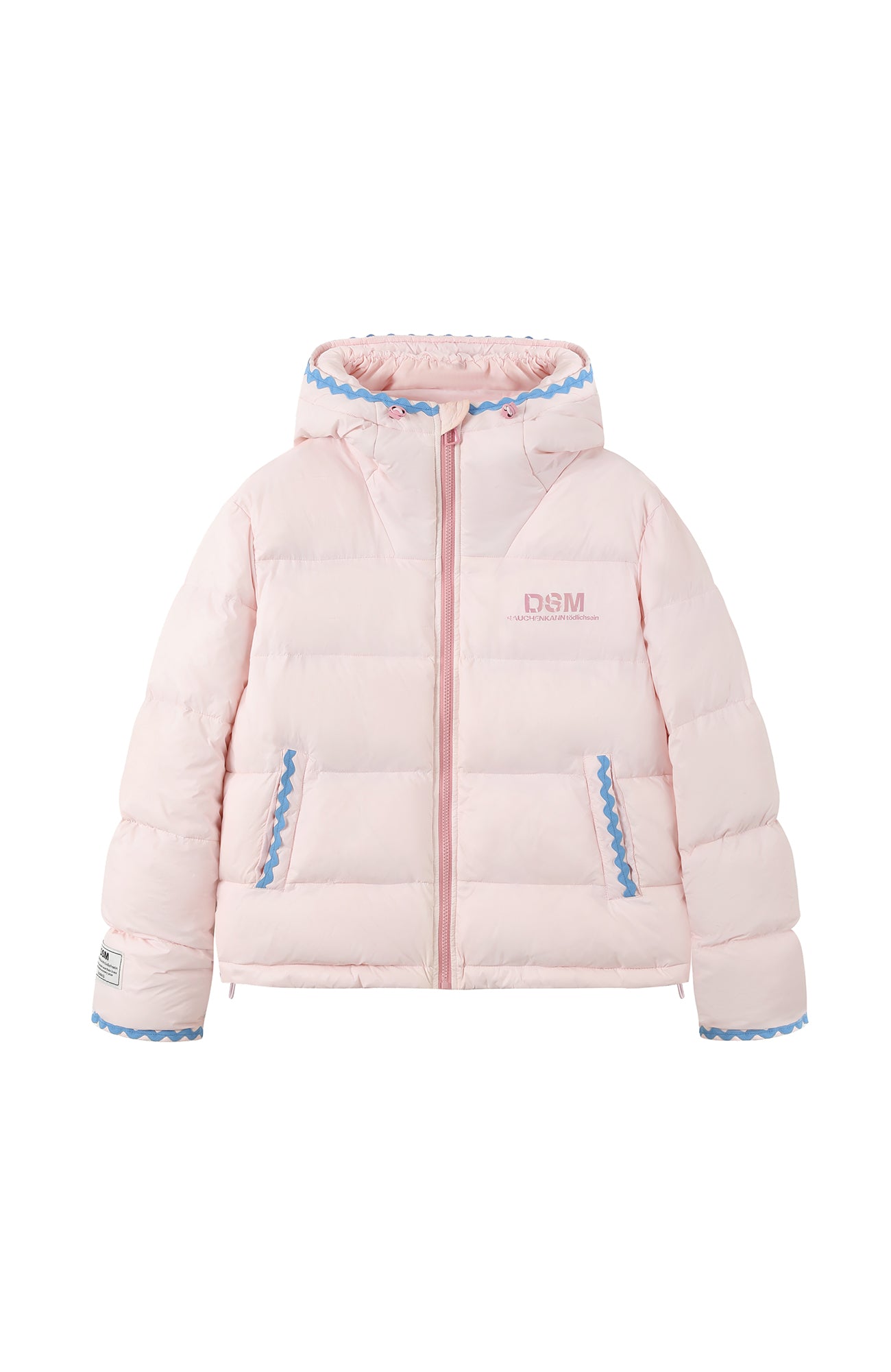 DONSMOKE Wavy Trim Hooded Down Puffer