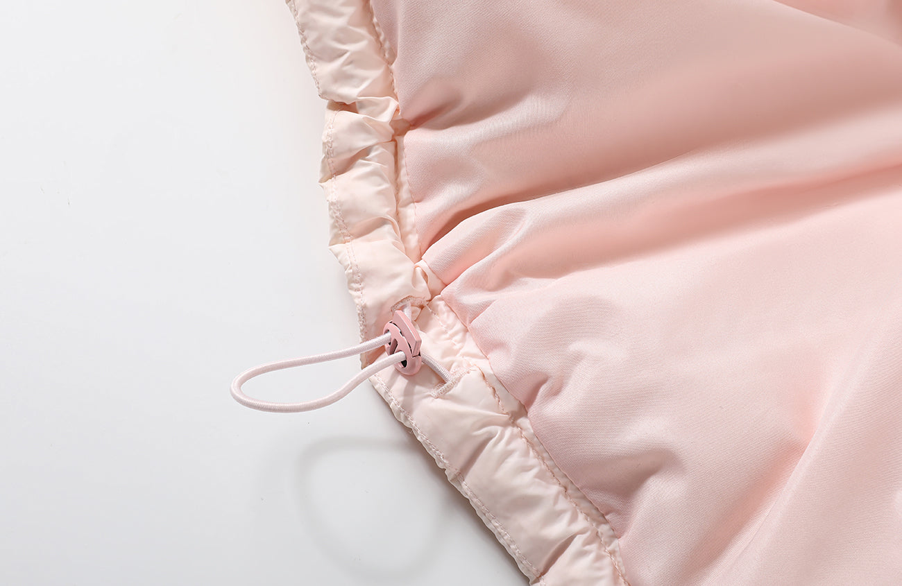 DONSMOKE Wavy Trim Hooded Down Puffer