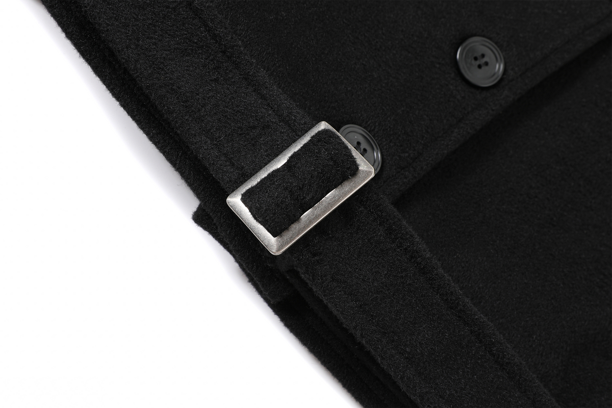 REMODUTION Wool-Blend Asymmetric Lapel Tie-Detail Coat