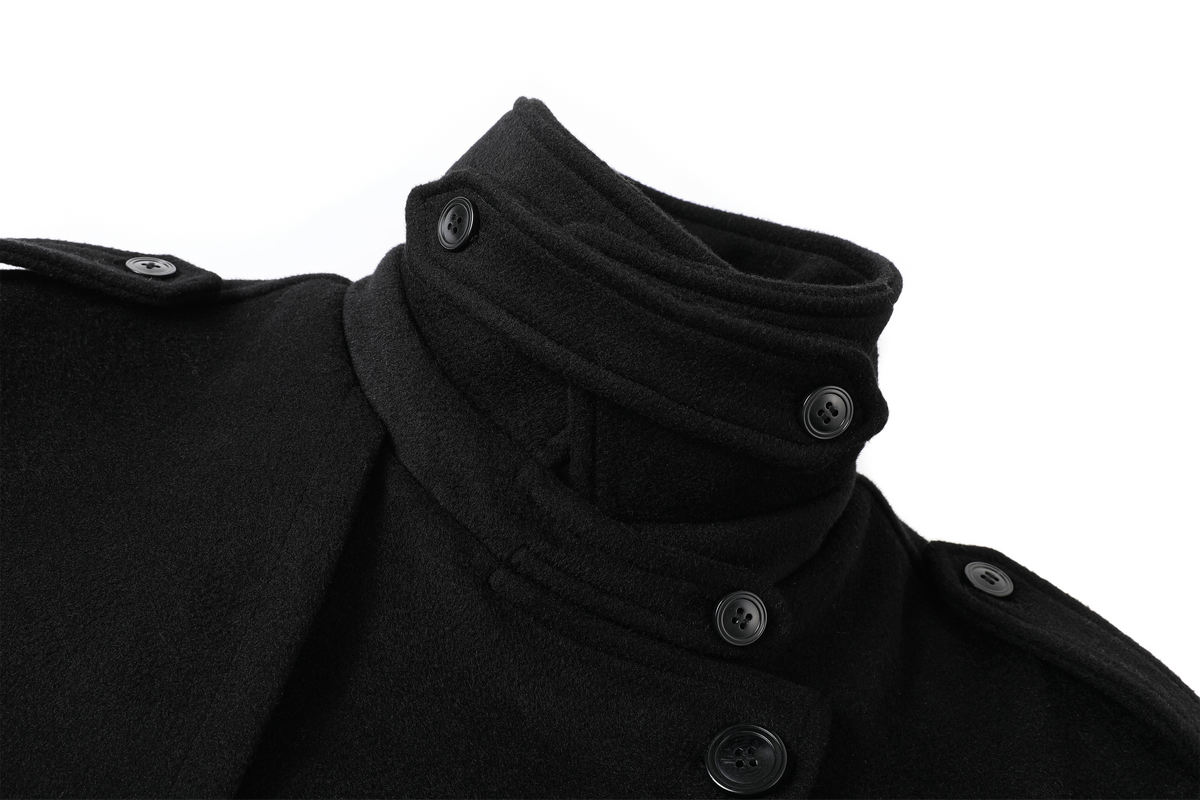 REMODUTION Wool-Blend Asymmetric Lapel Tie-Detail Coat