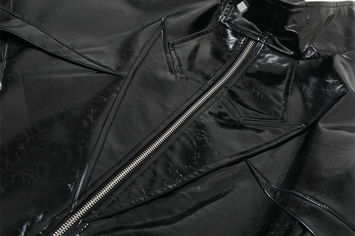 REMODUTION Glossy Faux Leather Harrington Jacket