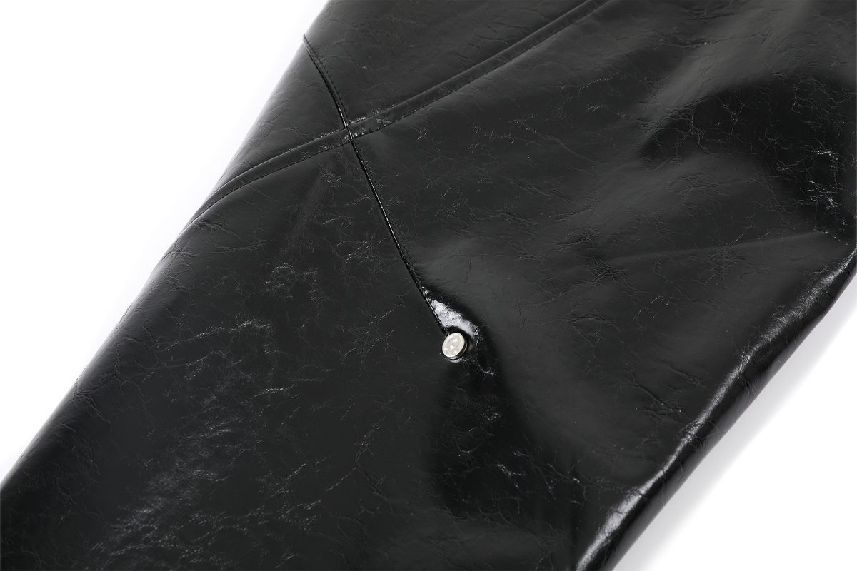 REMODUTION Glossy Faux Leather Harrington Jacket