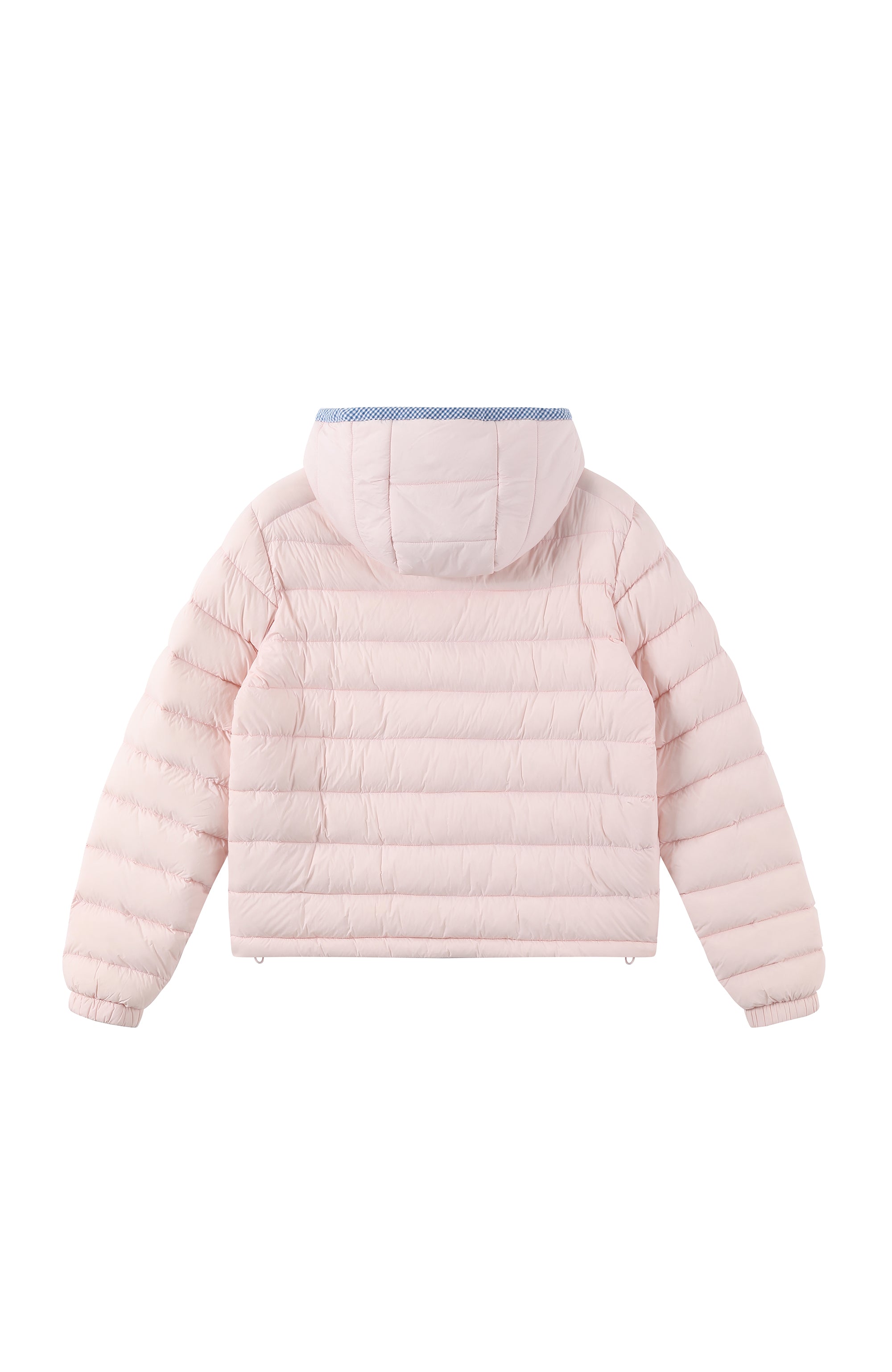 DONSMOKE Plaid Trim Hooded Down Puffer