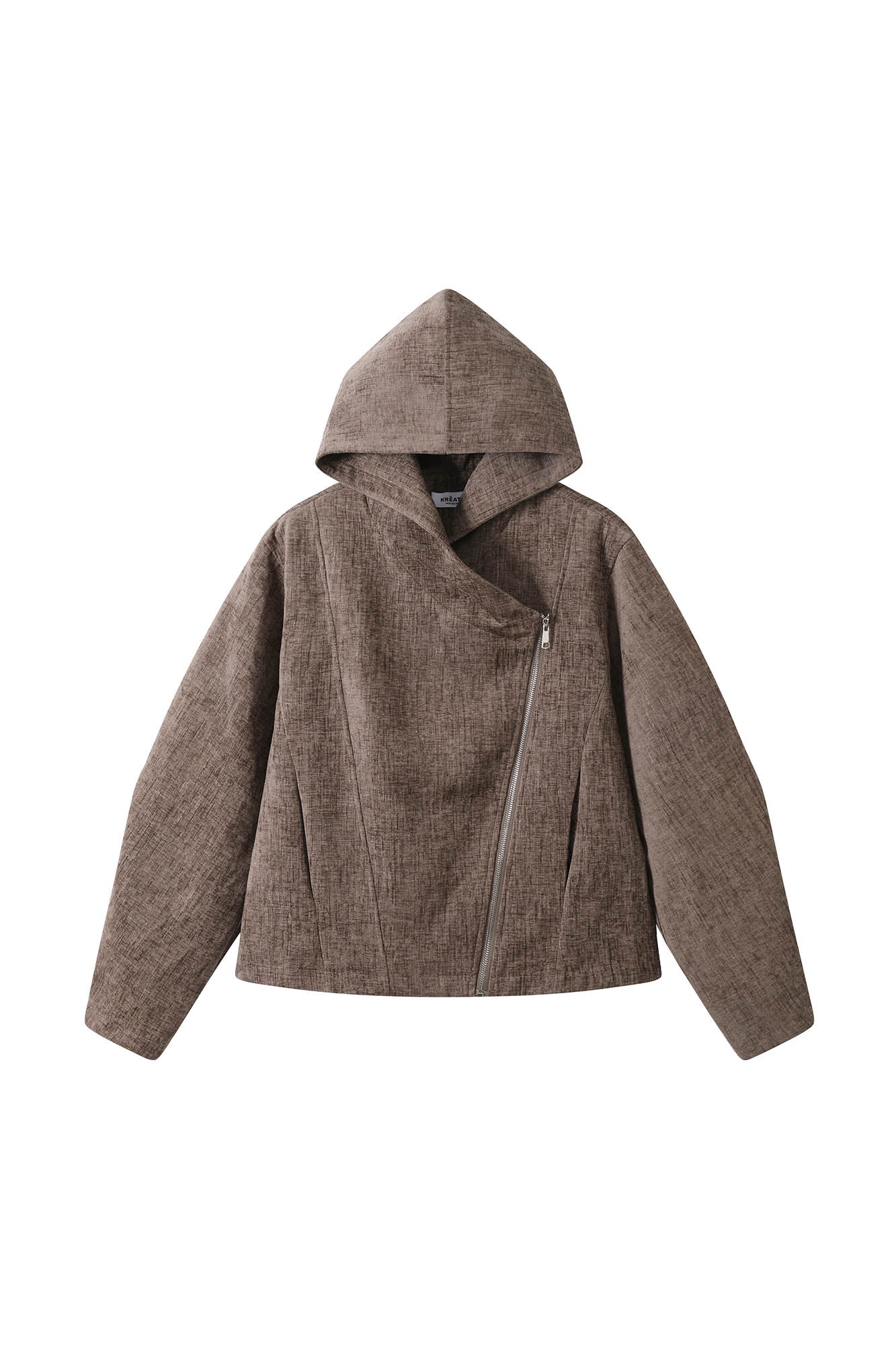 KREATE Asymmetrical Zipper Hooded Jacket