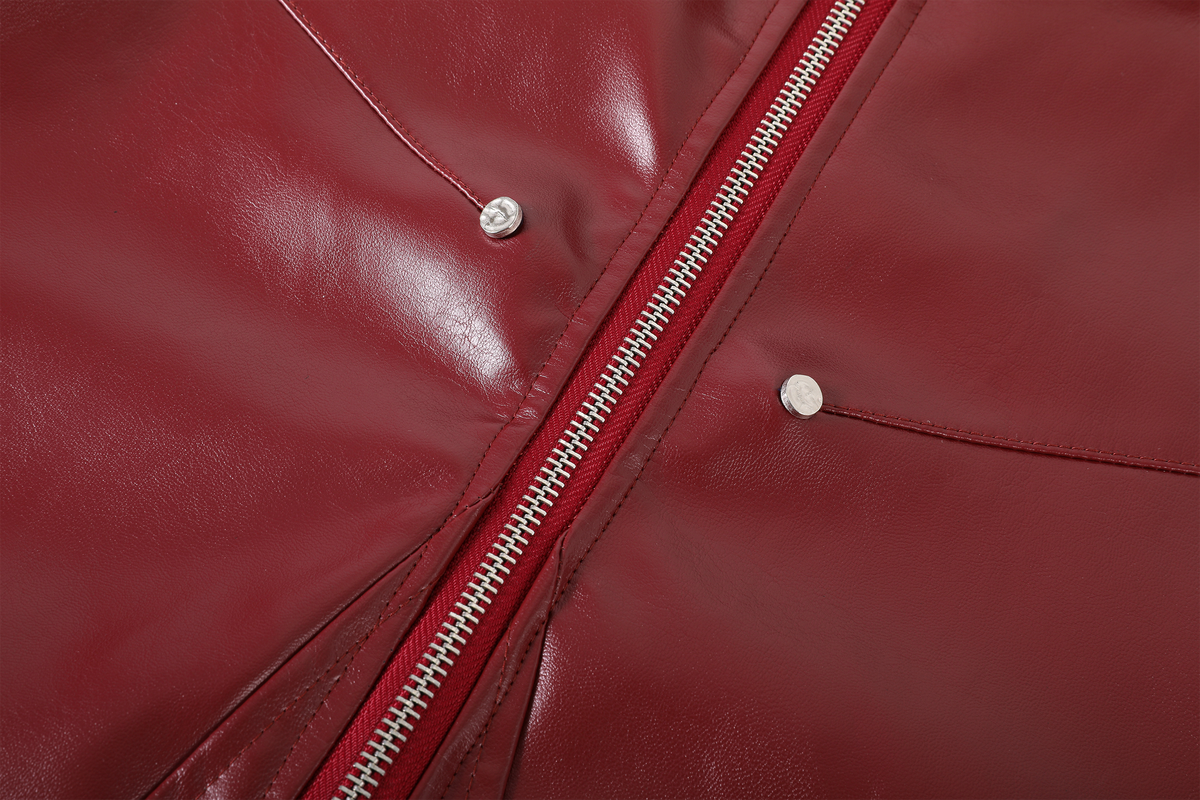 REMODUTION Faux Leather Stand-Collar Jacket