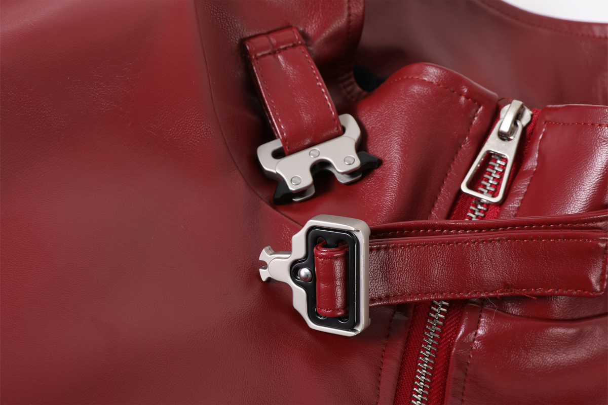 REMODUTION Faux Leather Stand-Collar Jacket