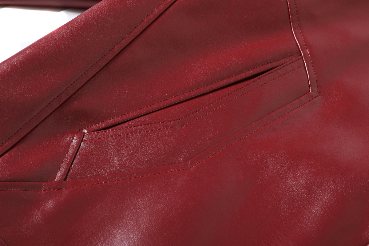 REMODUTION Faux Leather Stand-Collar Jacket