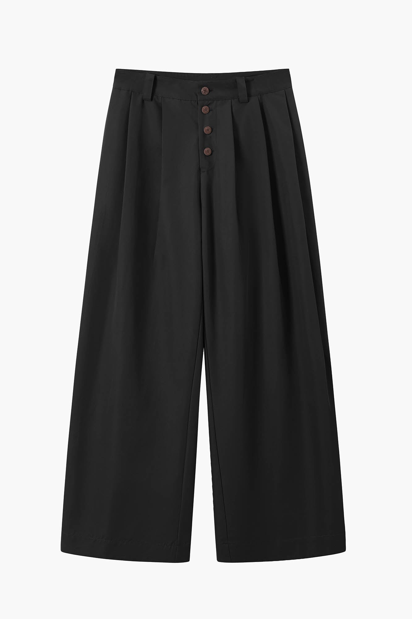 KREATE Crinkled Button-Fly Wide-Leg Pants