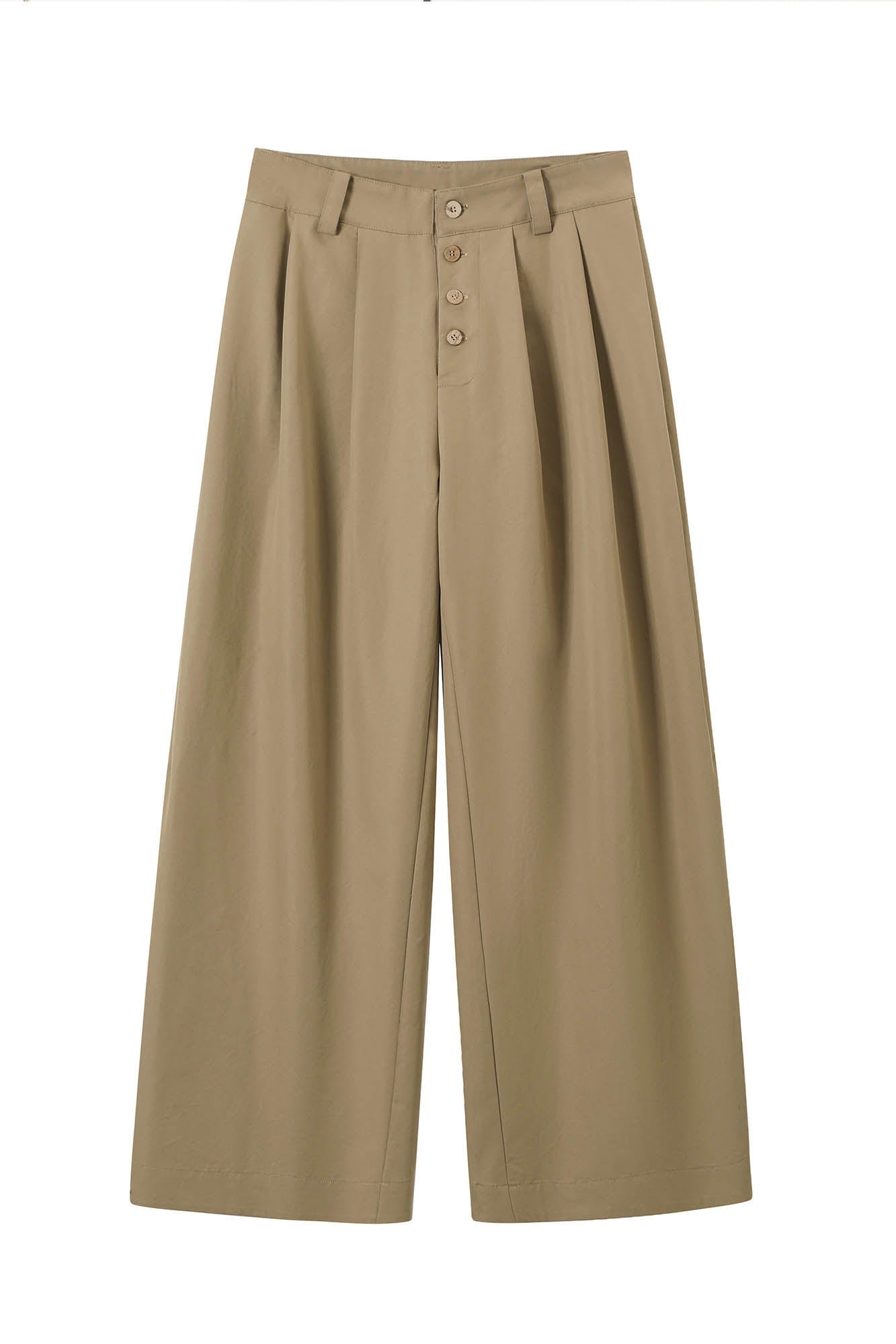 KREATE Crinkled Button-Fly Wide-Leg Pants