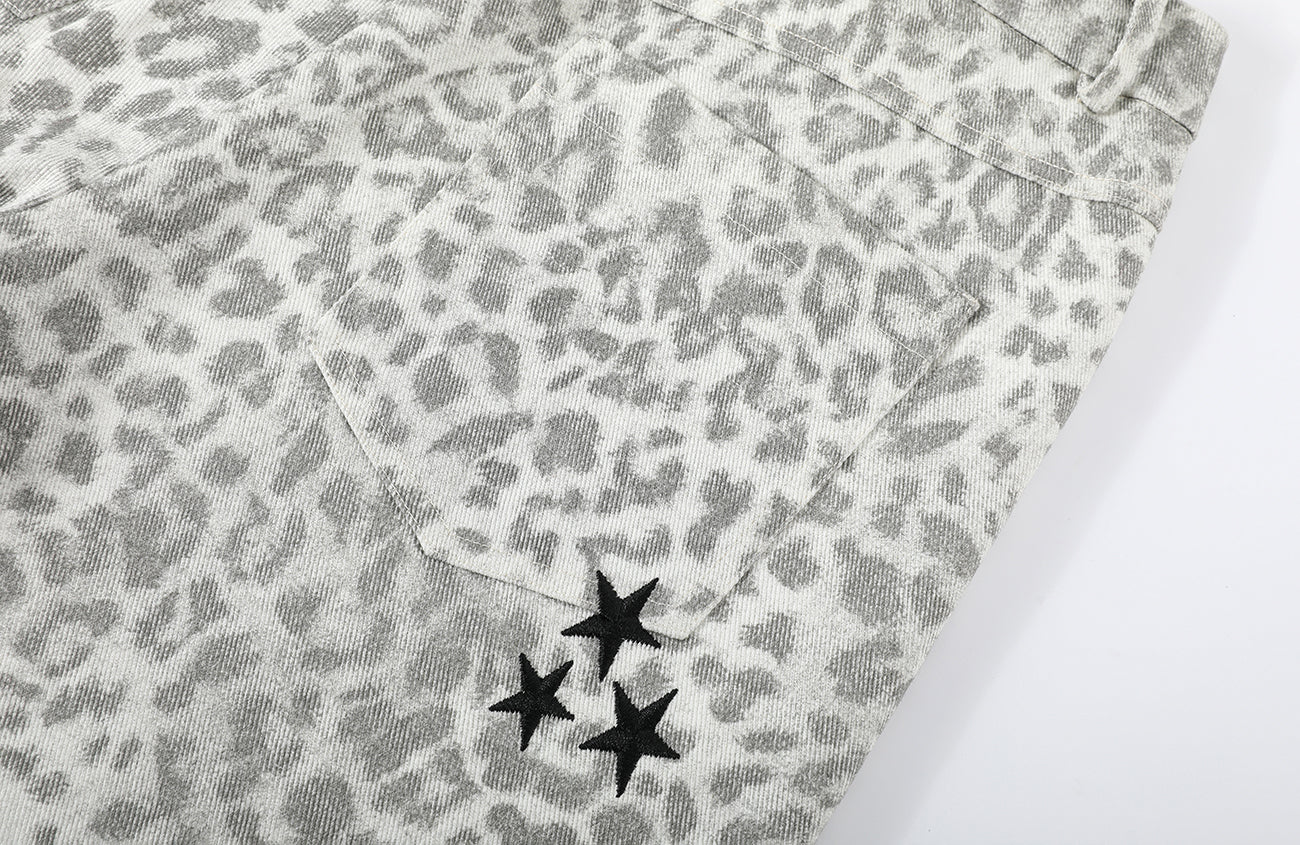 DONSMOKE Leopard Loose-Fit Jeans, premium urban and streetwear designers apparel on PROJECTISR.com, DONSMOKE