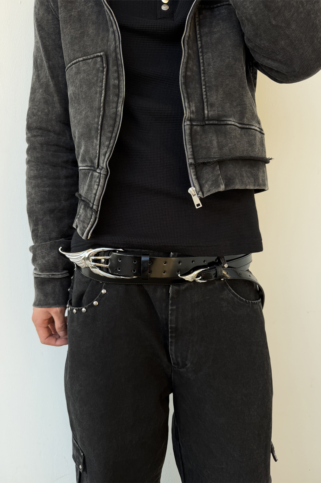 WHISTLEHUNTER Double-Layer Gloss Leather Belt, premium urban and streetwear designers apparel on PROJECTISR.com, WHISTLEHUNTER