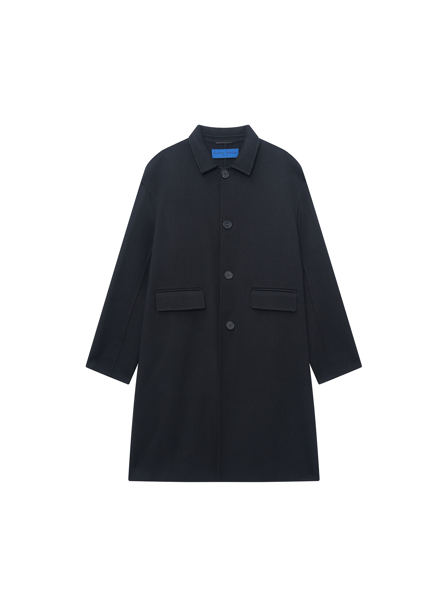 OUYANG WENJUN Minimal Wool Oversized Coat Black