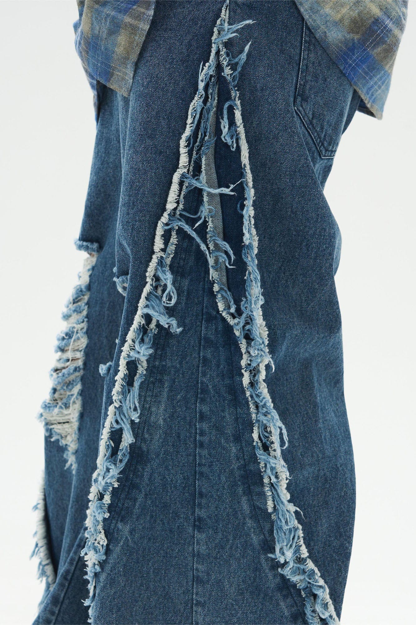 RELABEL Split Heavy-Distressed Washed Denim Pants, premium urban and streetwear designers apparel on PROJECTISR.com, RELABEL