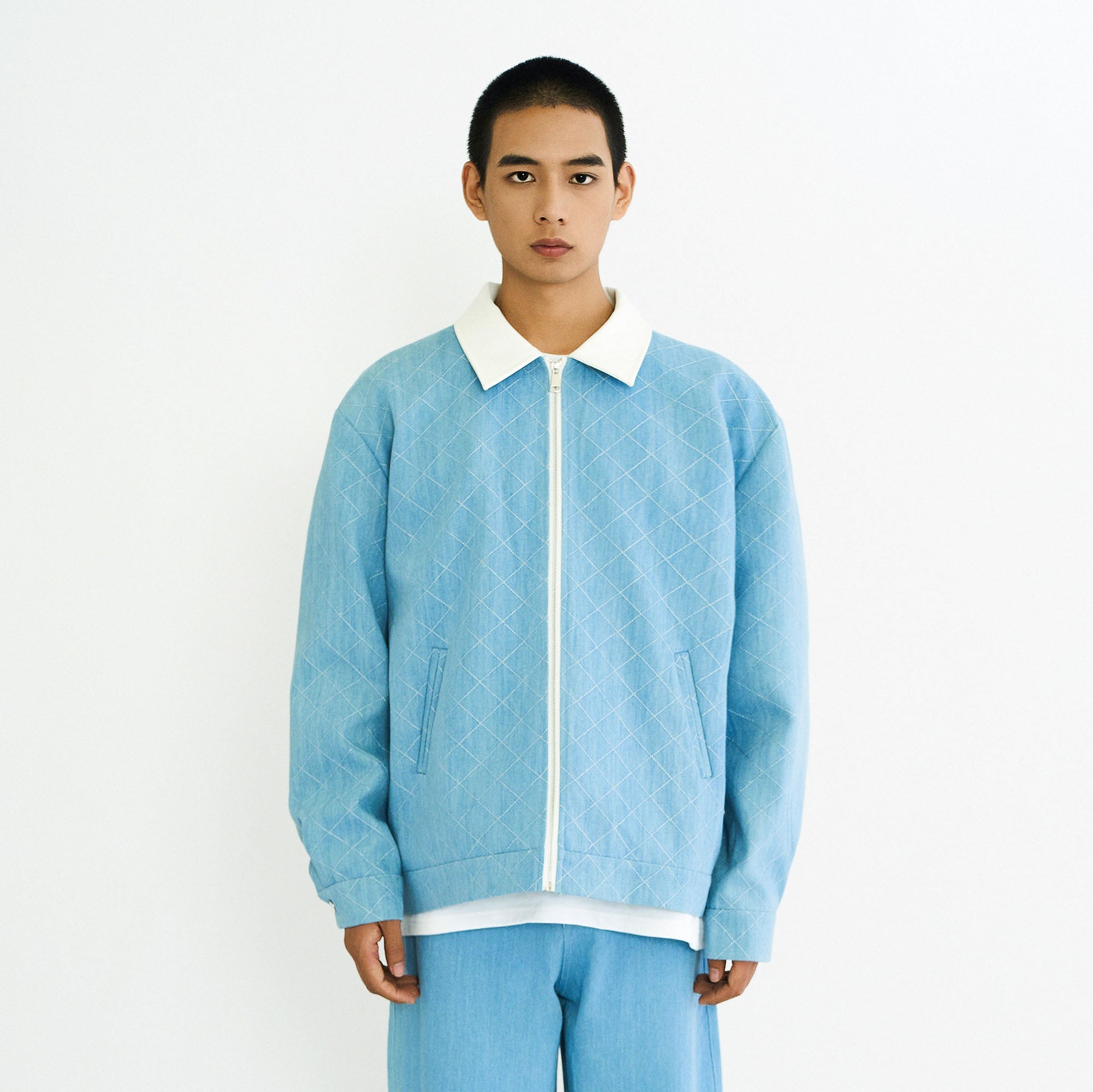 WIID Quilt-Stitch Contrast Collar Jacket, premium urban and streetwear designers apparel on PROJECTISR.com, WIID