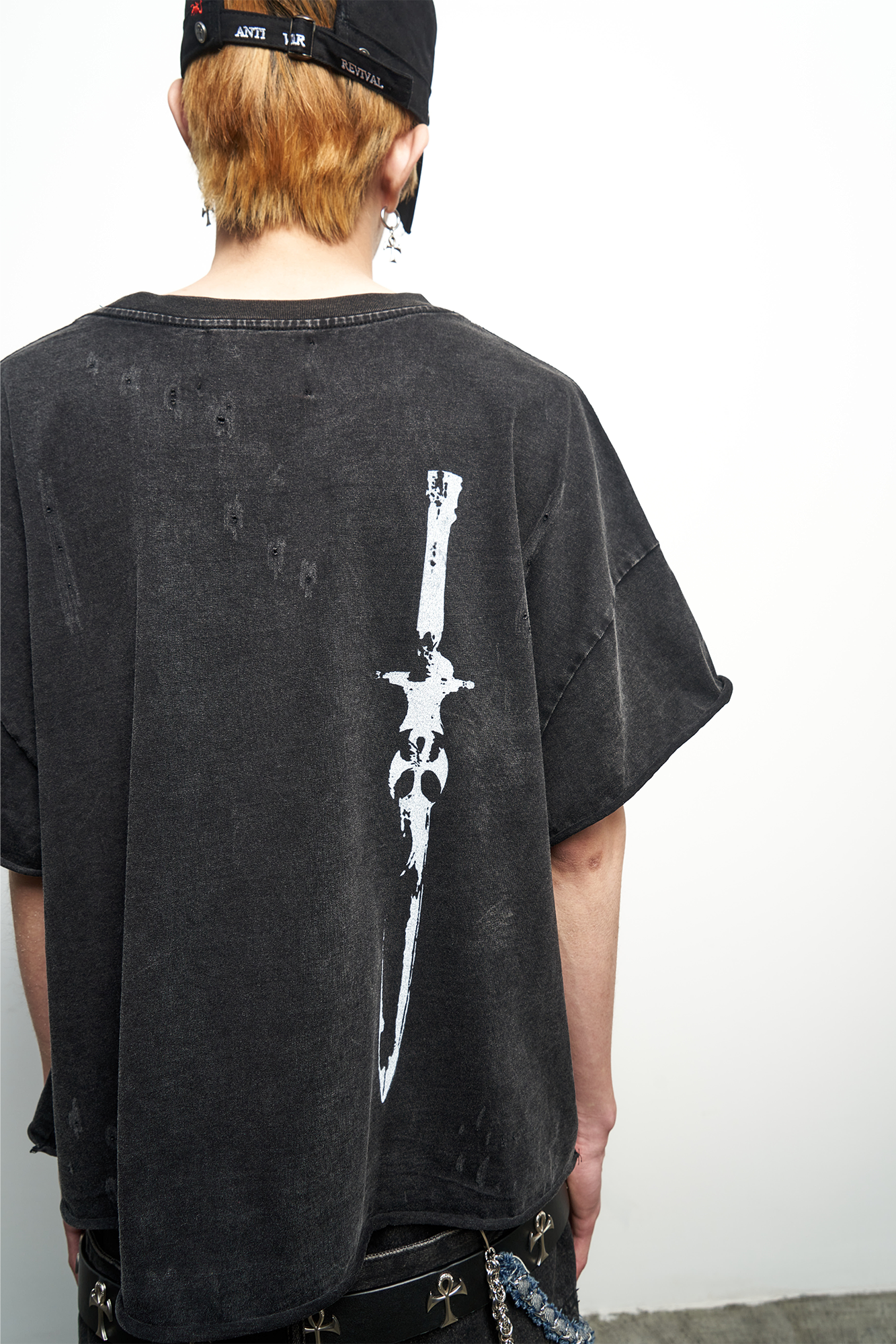 ANTI WAR REVIVAL Retro Distressed Raw Edge T-Shirt