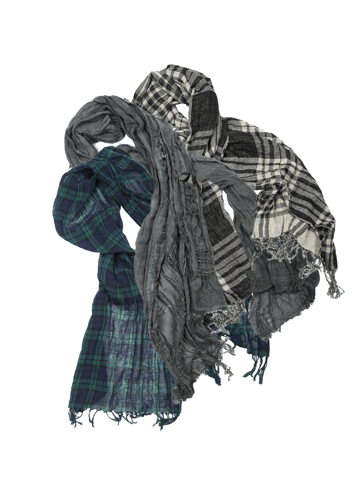 TRECLUB Retro Frayed-Edge Plaid Scarf, premium urban and streetwear designers apparel on PROJECTISR.com, TRECLUB