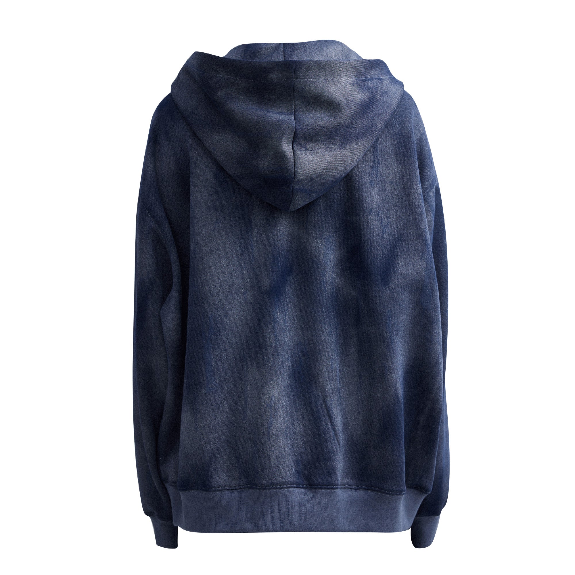 OIPWORD Embroidered Distressed Dual-Zip Hoodie