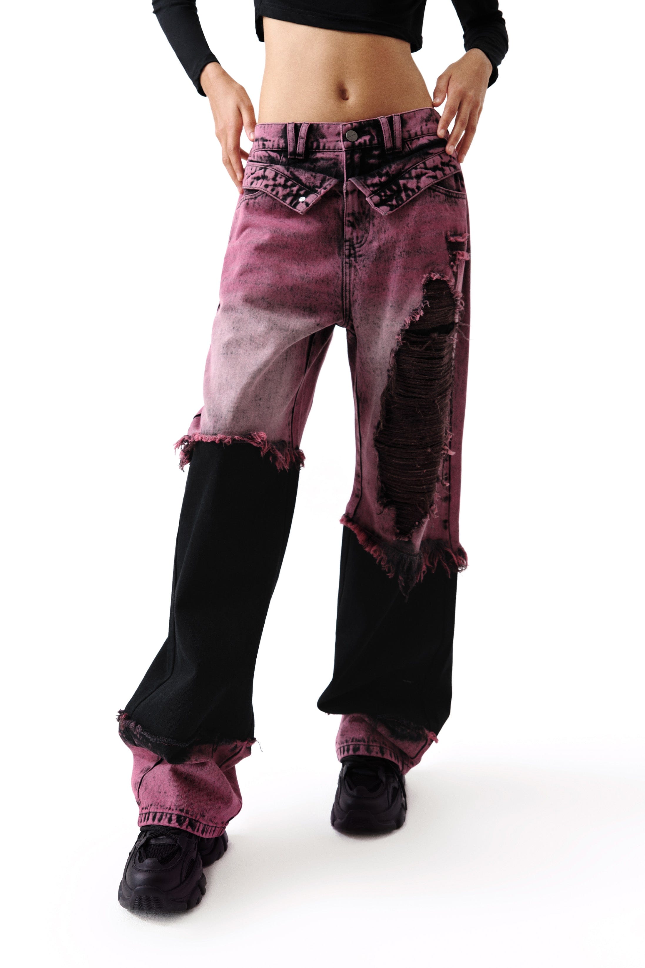 VANN VALRENCE Distressed Panelled Frayed Straight-Leg Jeans, premium urban and streetwear designers apparel on PROJECTISR.com, VANN VALRENCE