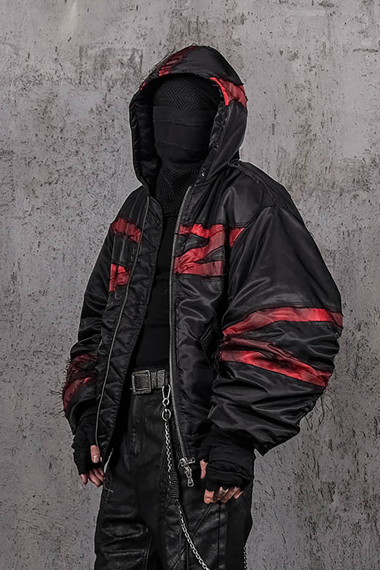 UNDERWATER Distressed Bondage MA-1 Jacket Red, premium urban and streetwear designers apparel on PROJECTISR.com, UNDERWATER