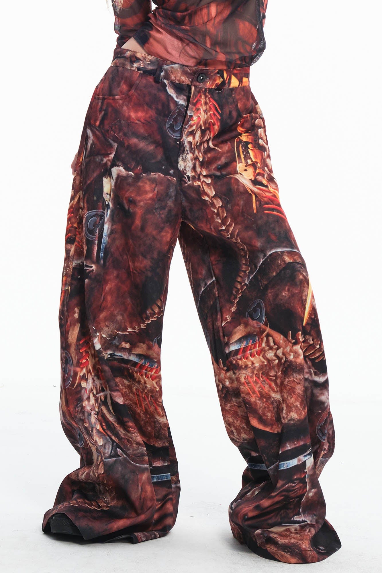 EMBRYO Tribal Skeleton Jewel Full-Print Wide-Leg Pants