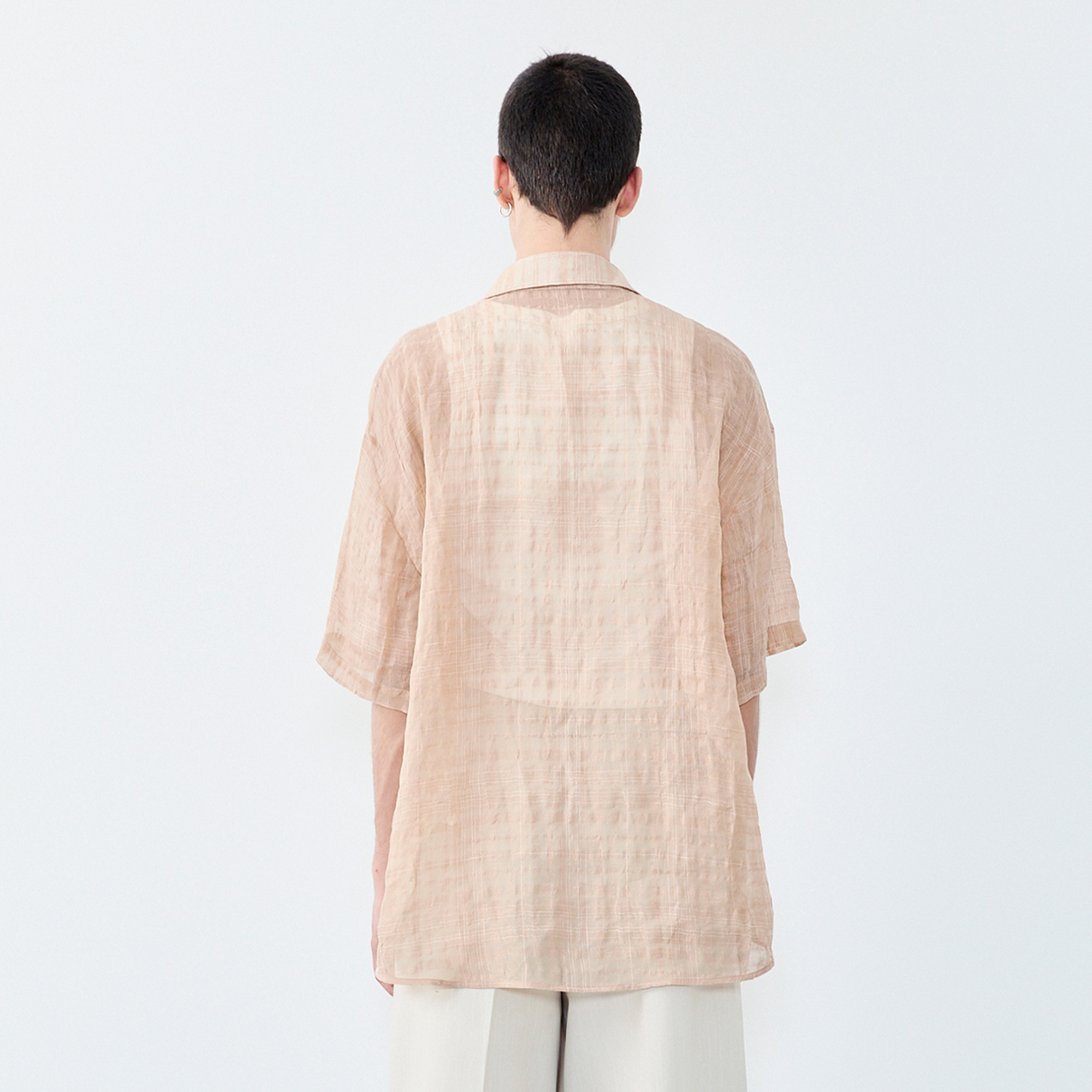 GRAINMUSTARD Linen-Cotton Plaid Half Shirt, premium urban and streetwear designers apparel on PROJECTISR.com, GRAINMUSTARD