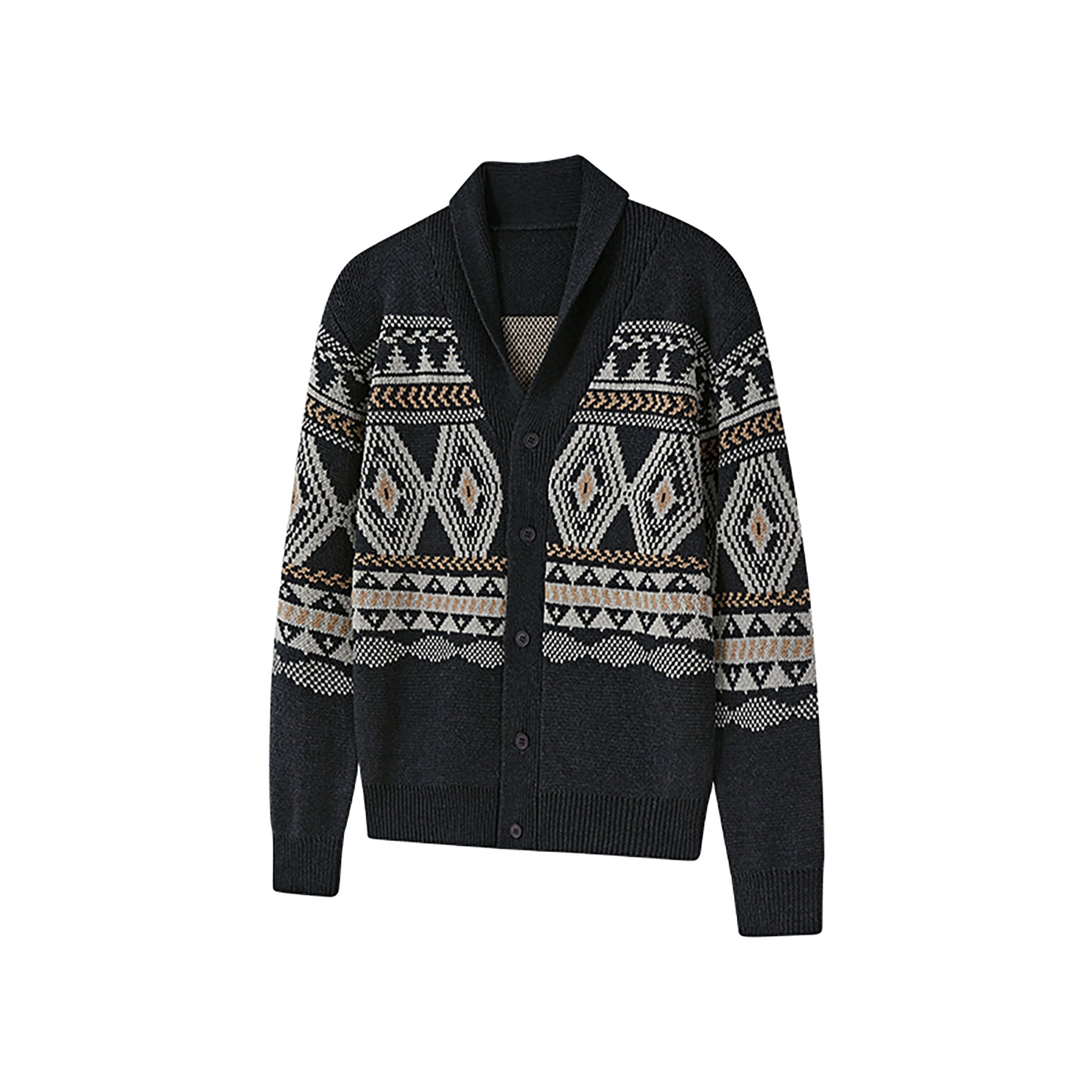 KREATE Fair Isle Shawl Collar Cardigan