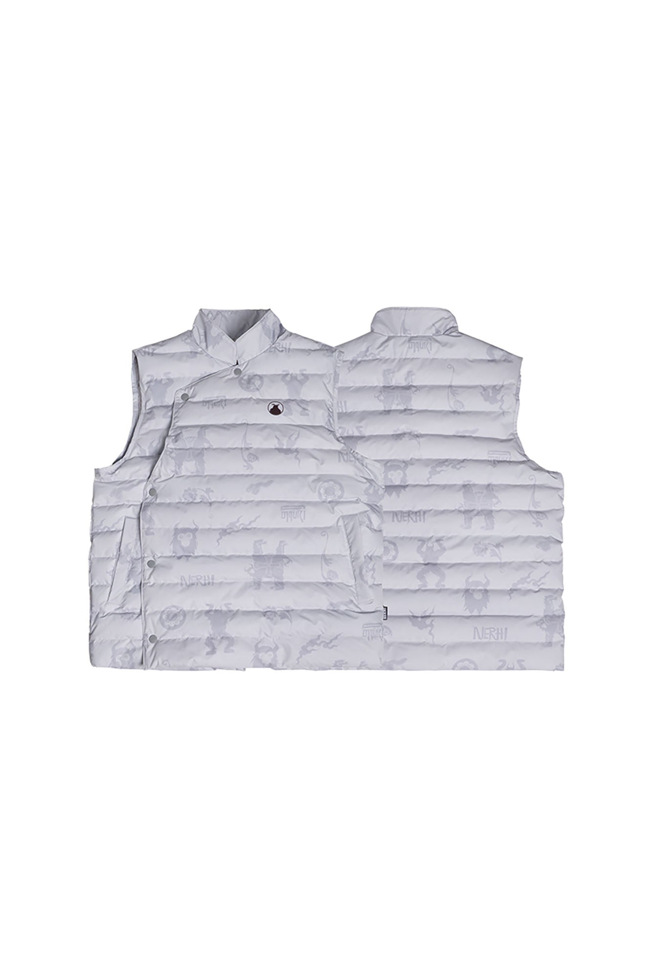 NERHI Asym Button Full-Print Down Vest