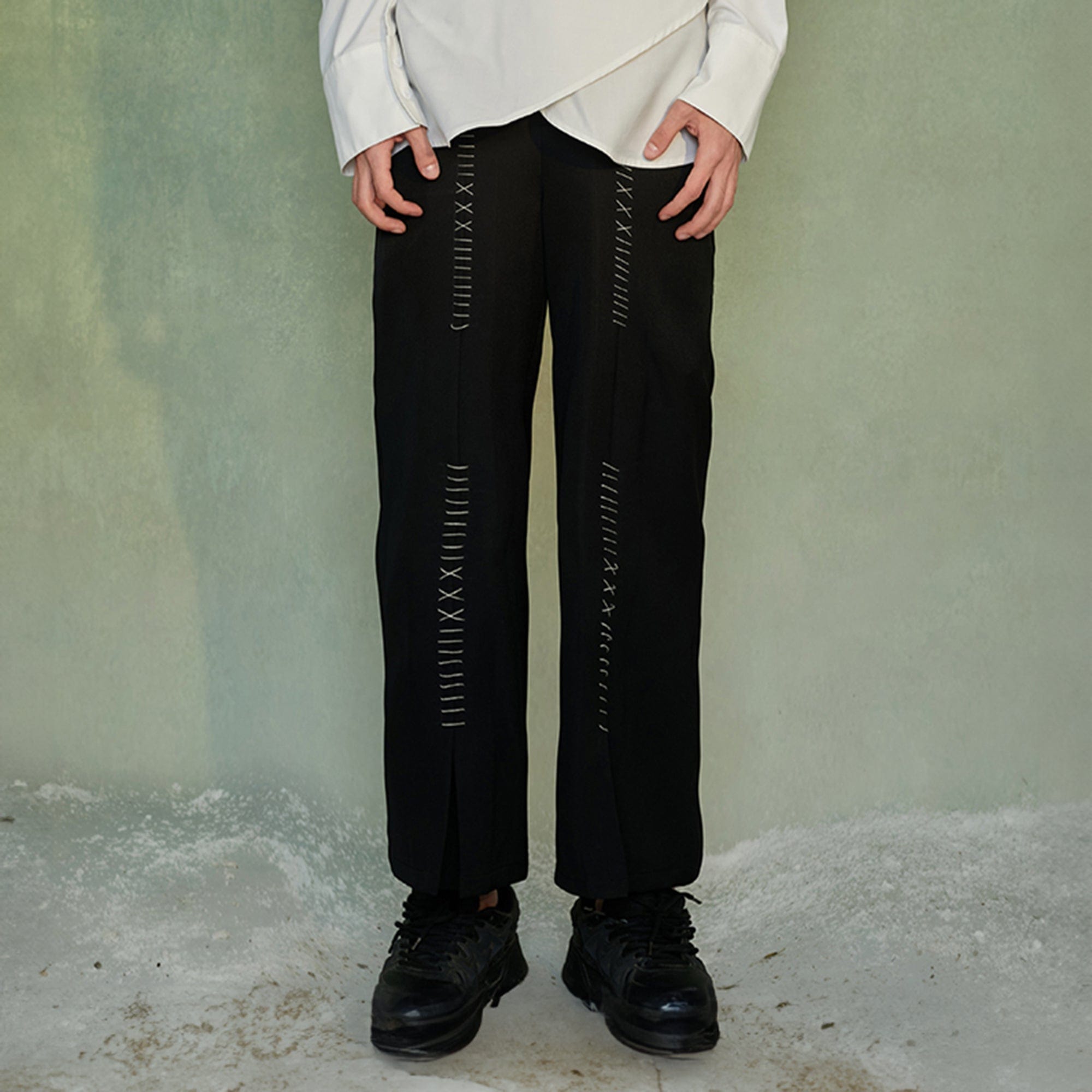 JIECHI Center Stitch Straight-Leg Pants, premium urban and streetwear designers apparel on PROJECTISR.com, JIECHI