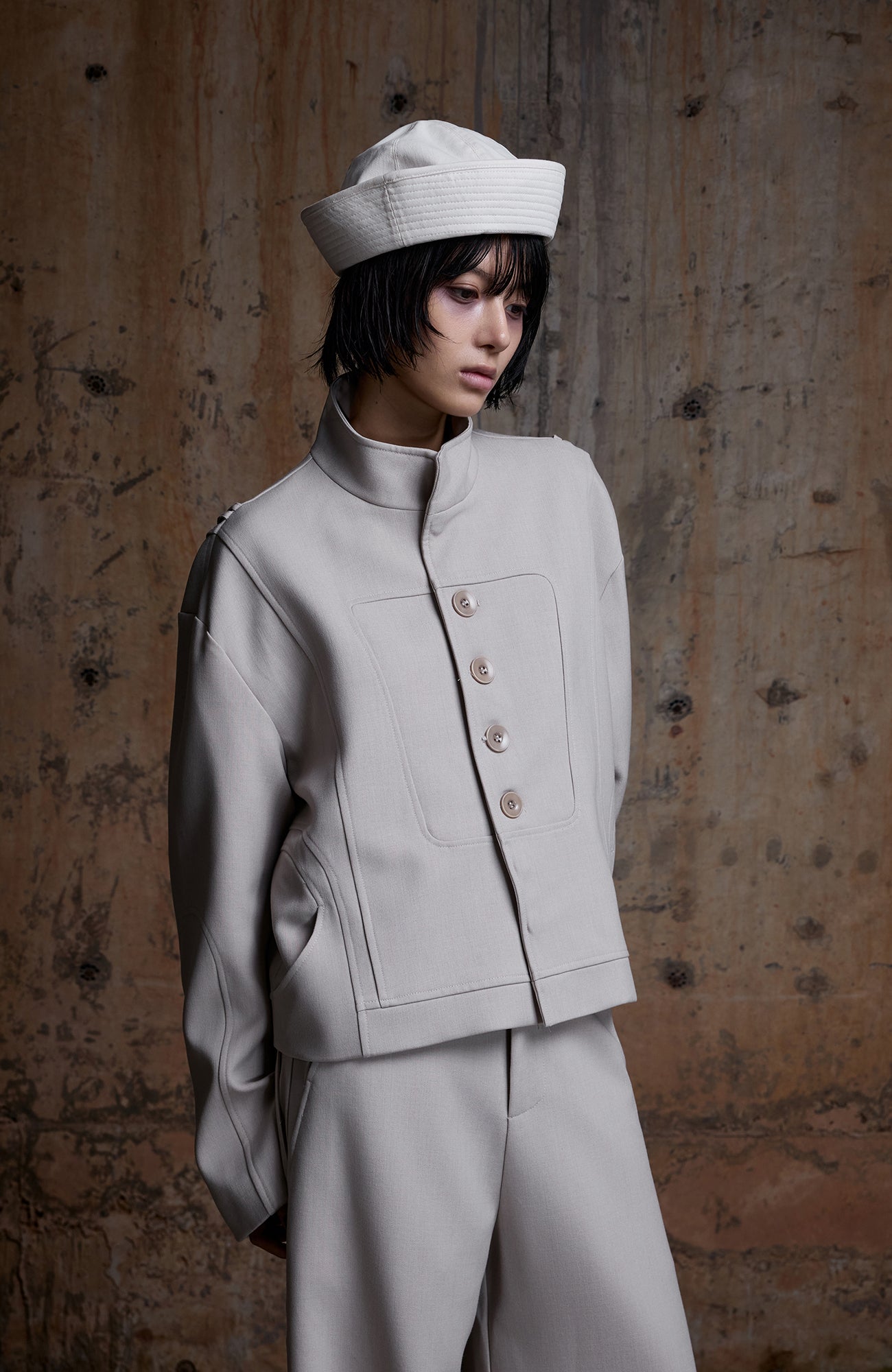 2000RSK Spliced Lace-Up Mock-Neck Jacket