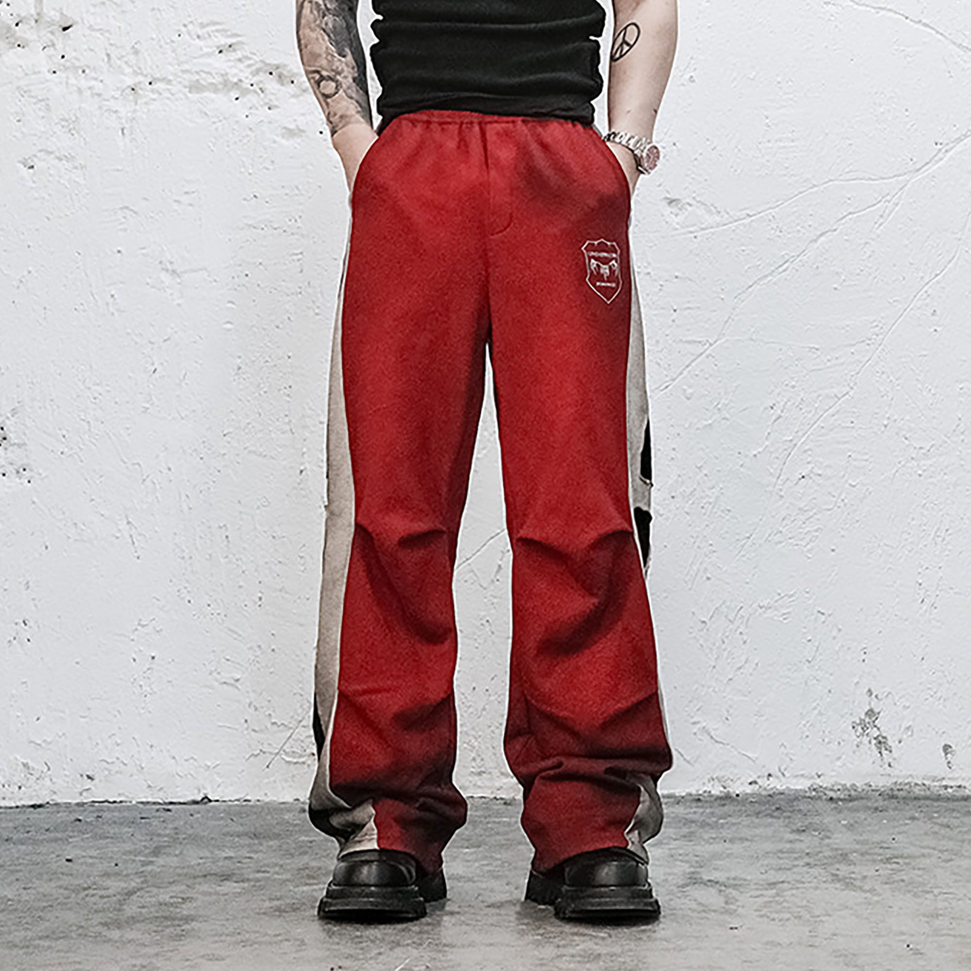 UNDERWATER Skeleton Distressed Contrast Panel Sweatpants