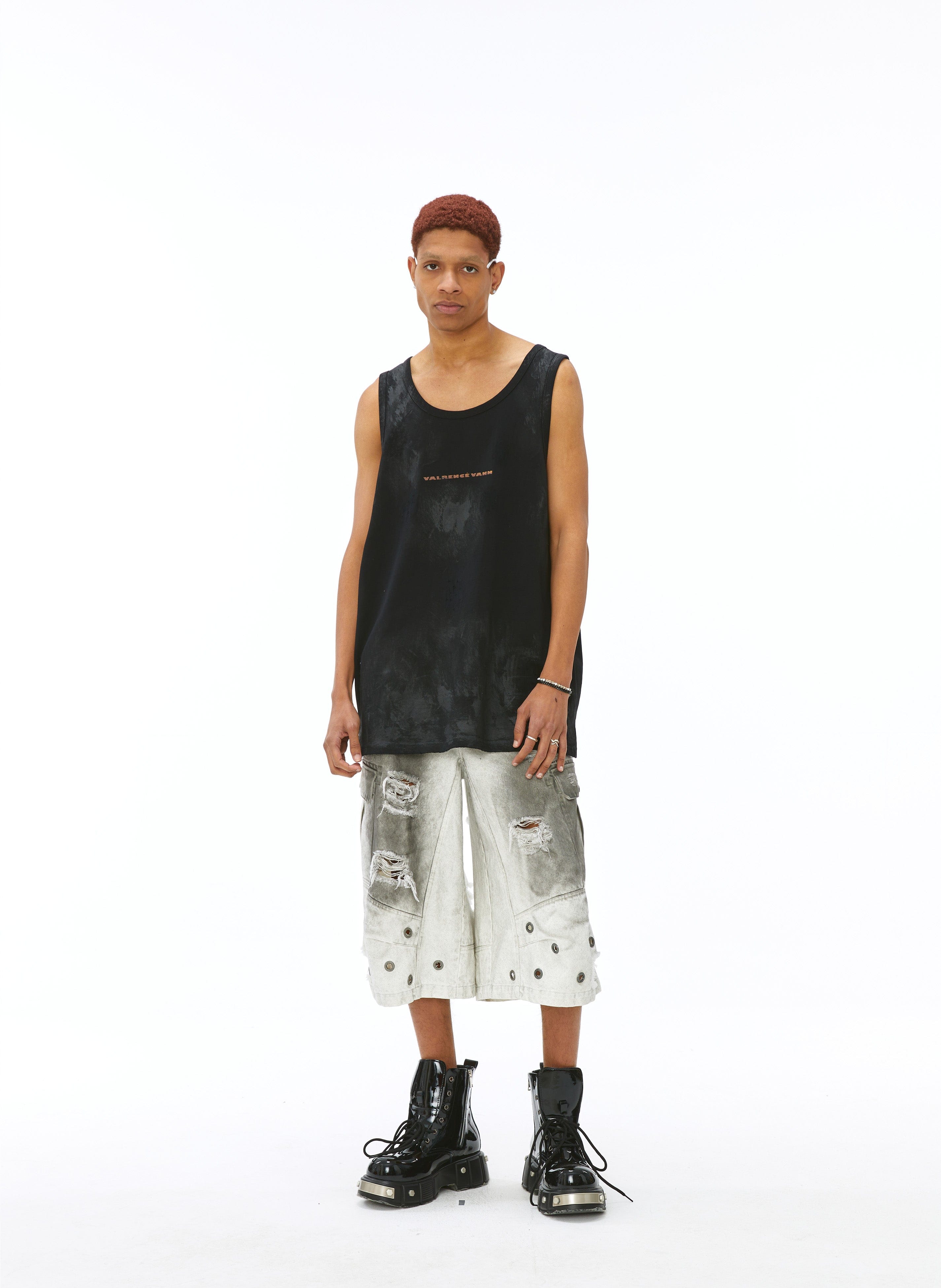 VANN VALRENCE Washed-Dyed Oversized Tank Top