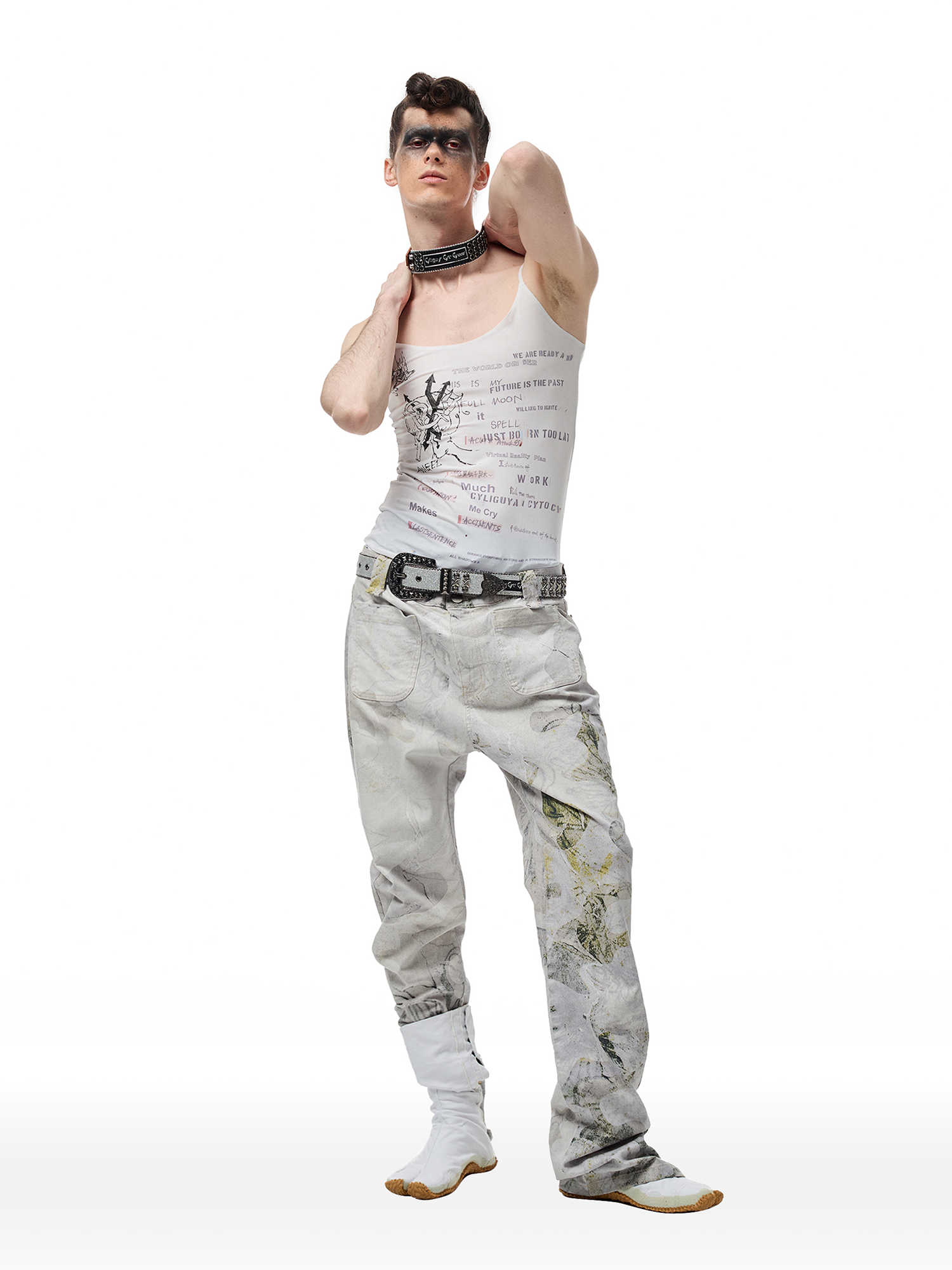 CYCYCY Floral Lace Full-Print Flared Jeans
