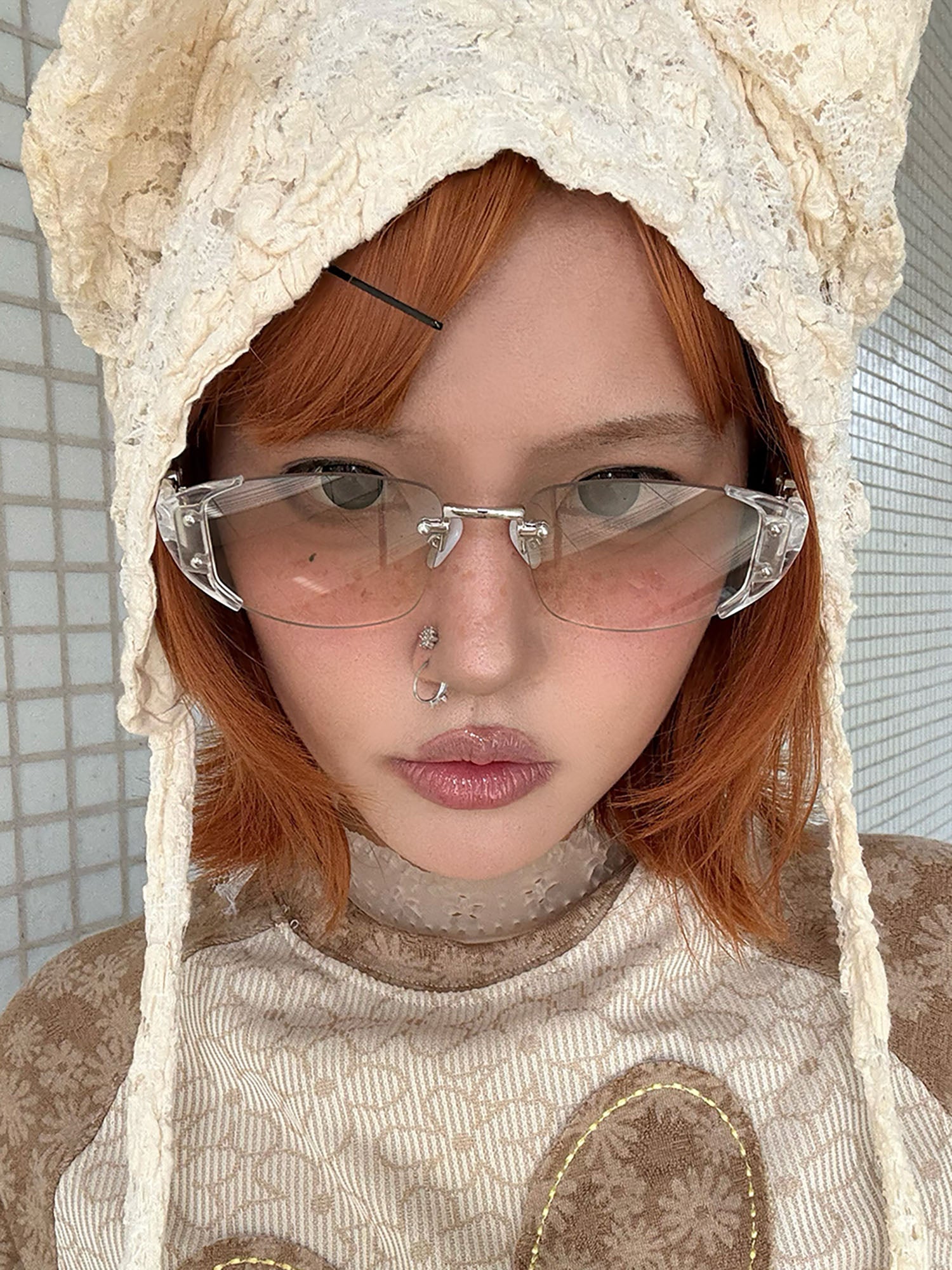 DAMAGE ASIA Translucent Gradient Rimless Sunglasses