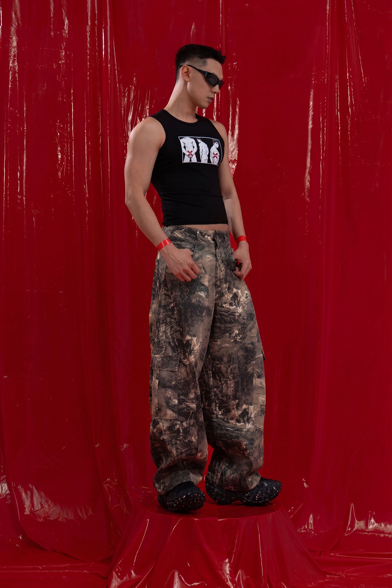CLP Camo Distressed Panel Cargo Pants, premium urban and streetwear designers apparel on PROJECTISR.com, CLP