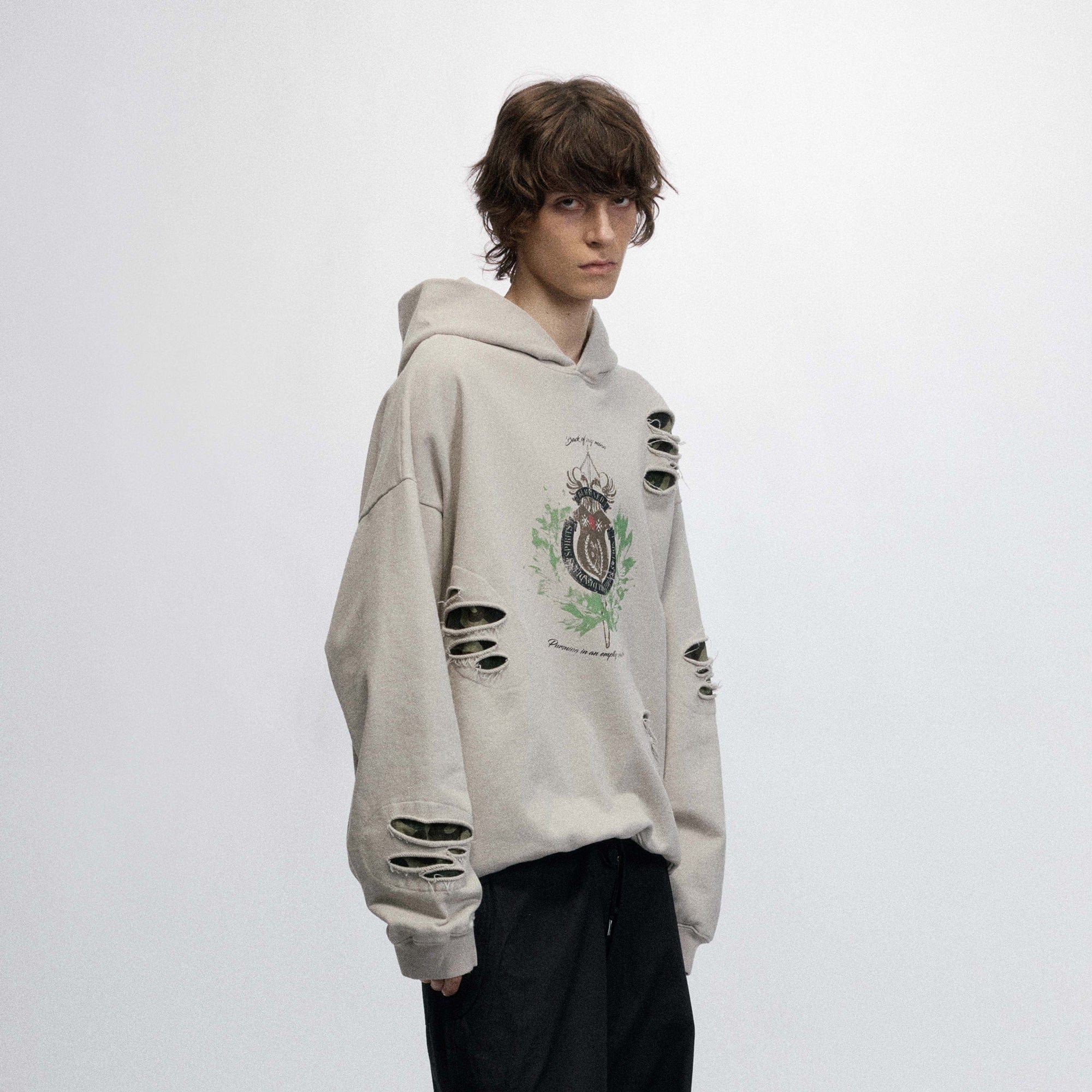 OVDY Badge Ripped Hoodie