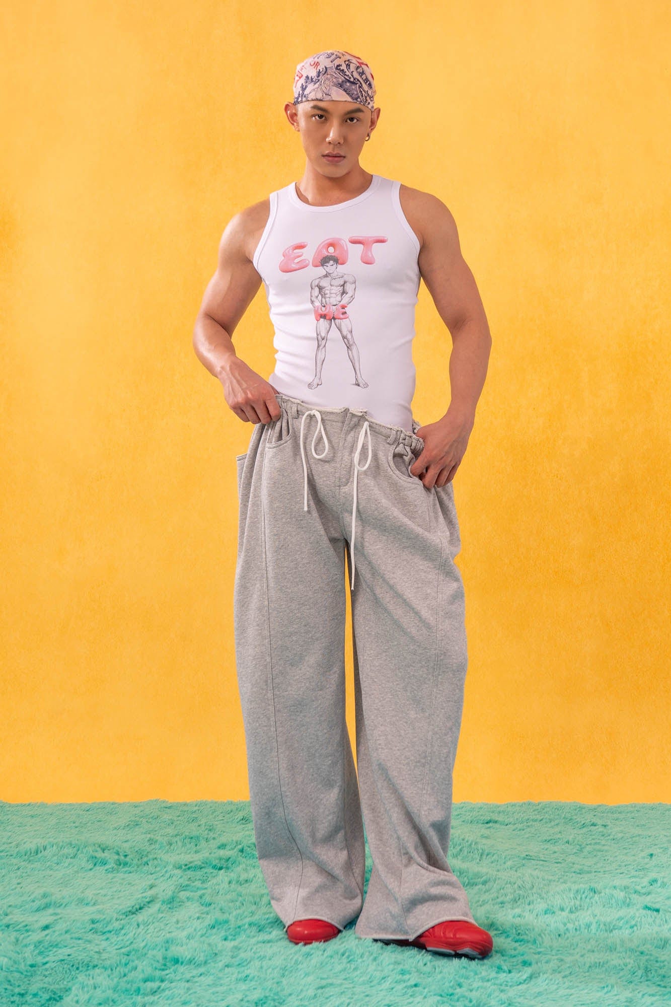 CLP Middle Spliced Ruched-Waist Sweatpants