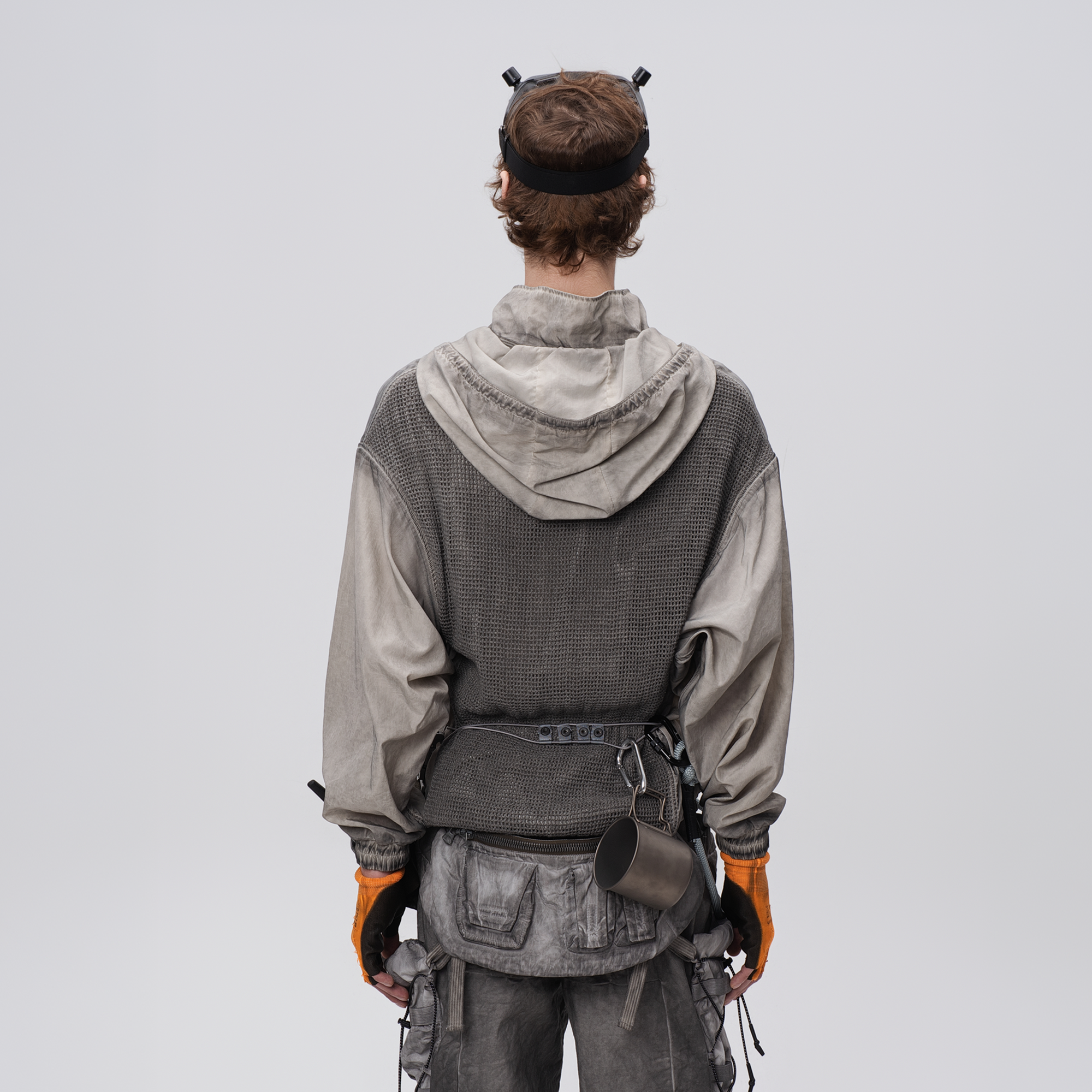 STEAM Distressed Zip-Up Detachable Hooded Jacket