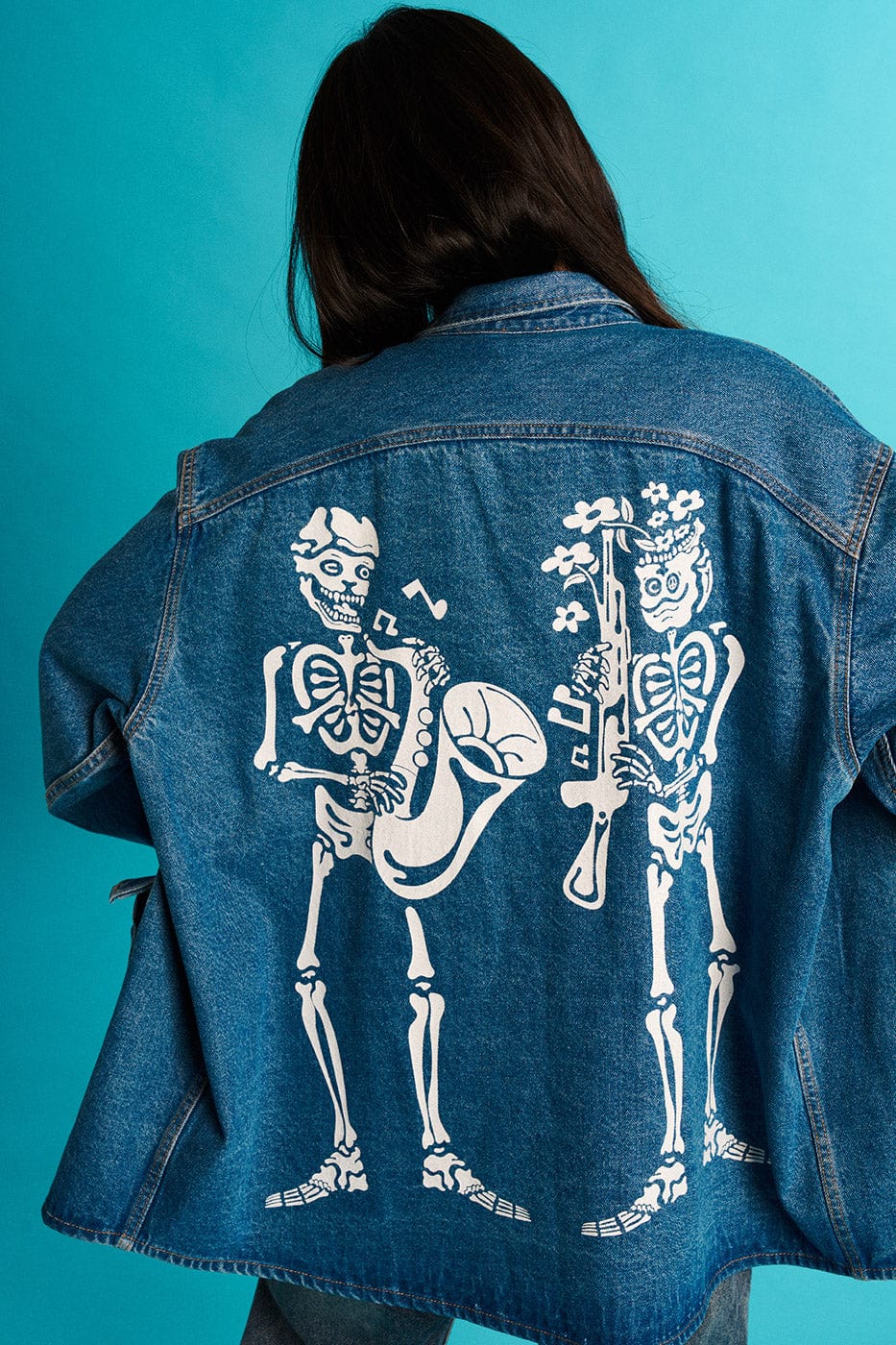 WCC Multi-Pockets Musical Skeletons Denim Jacket, premium urban and streetwear designers apparel on PROJECTISR.com, WCC