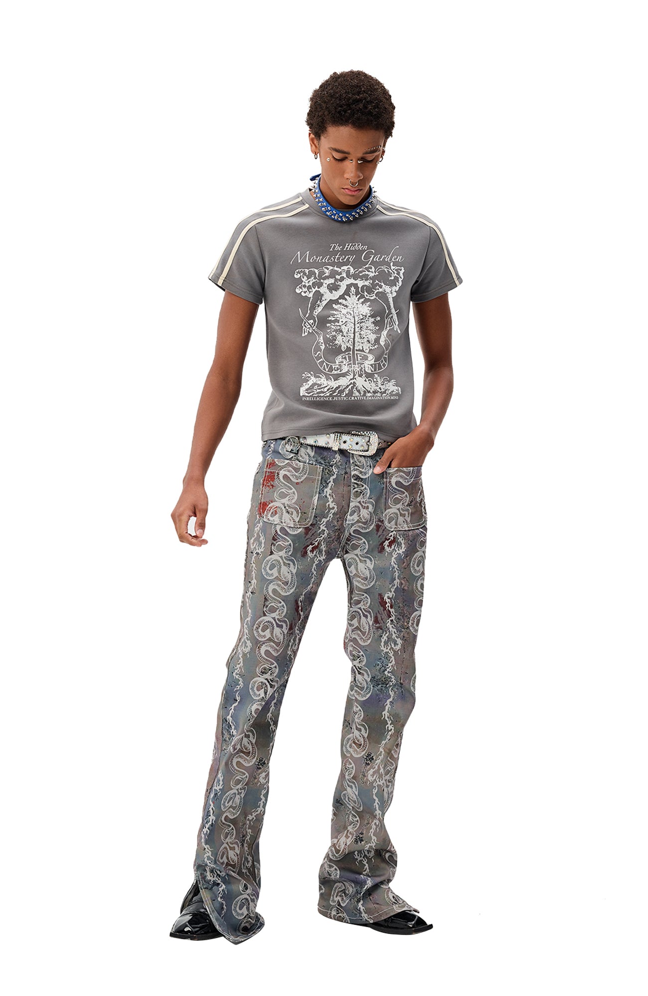 CYCYCY Serpentine Graphic Flared Jeans
